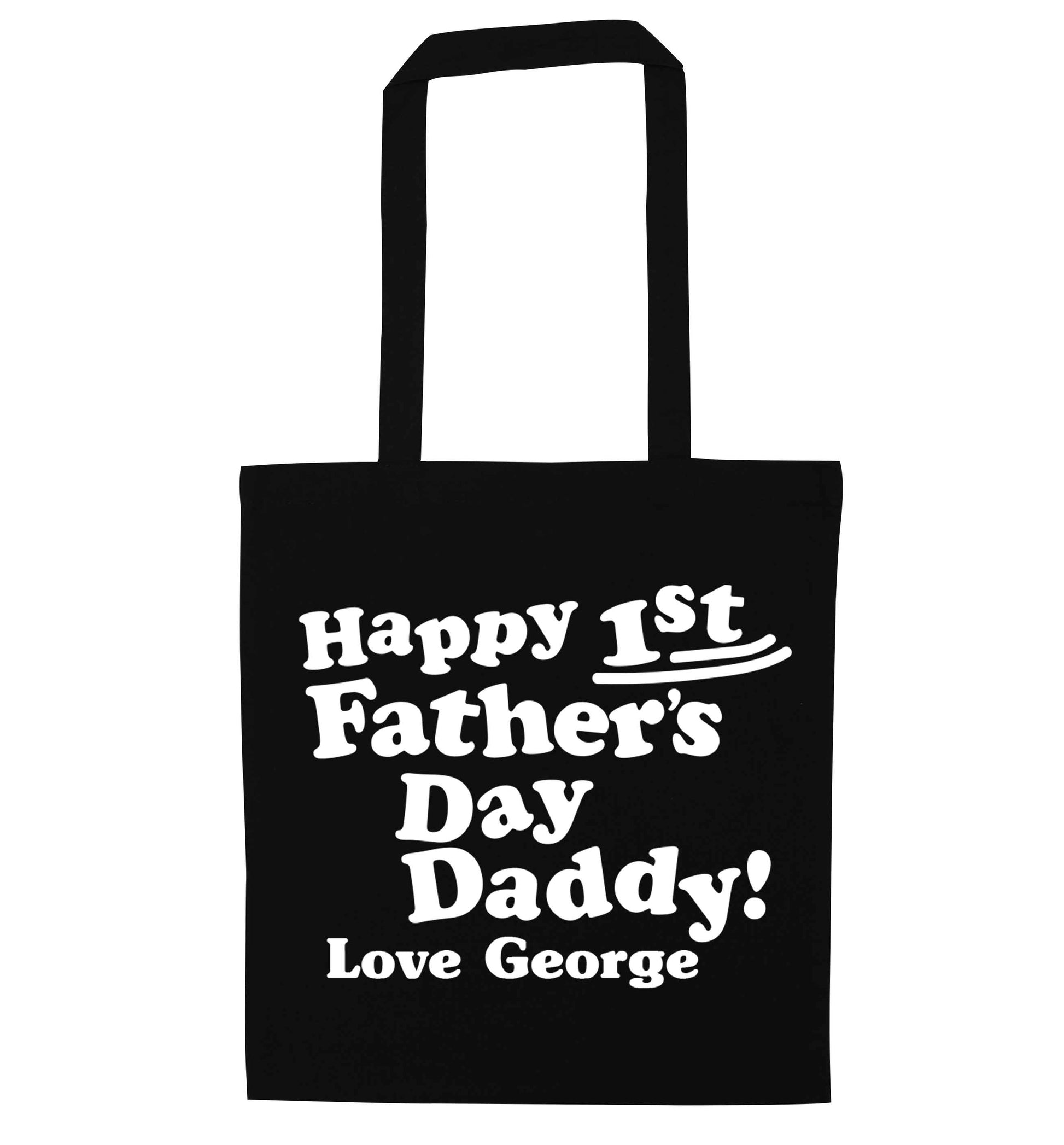 Personalised Happy first father's day daddy  black tote bag