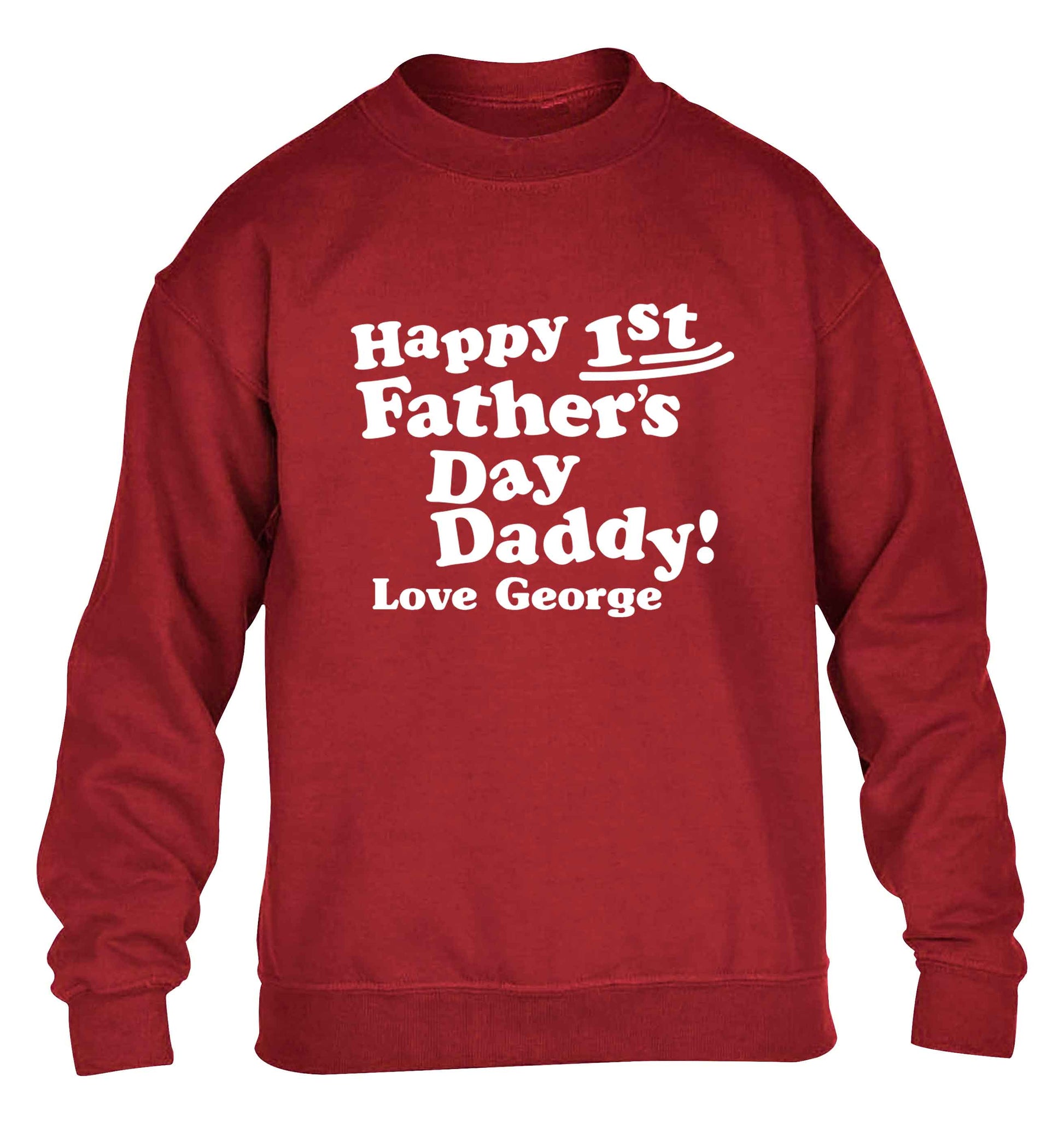 Personalised Happy first father's day daddy  children's grey sweater 12-13 Years