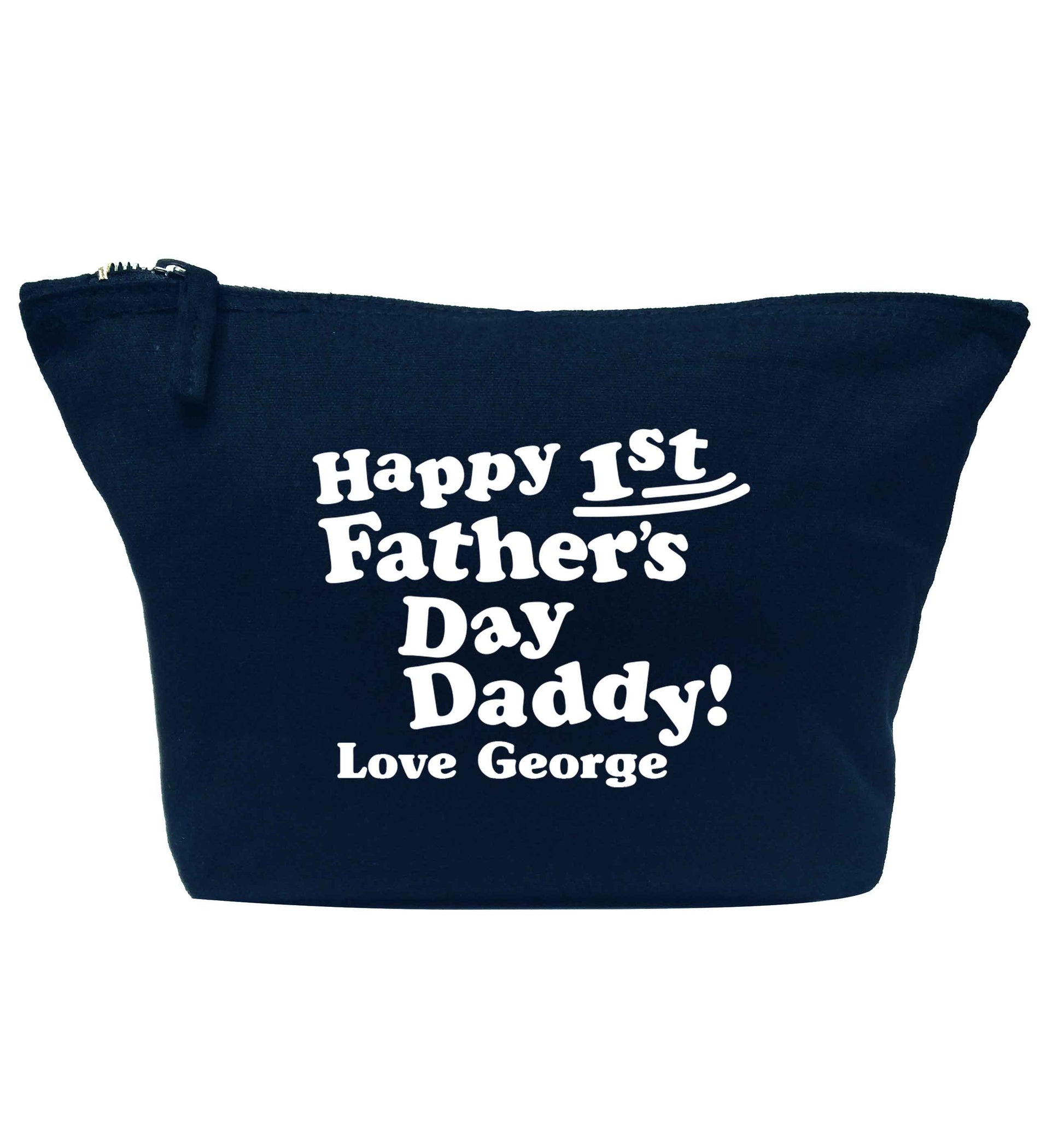 Personalised Happy first father's day daddy  navy makeup bag