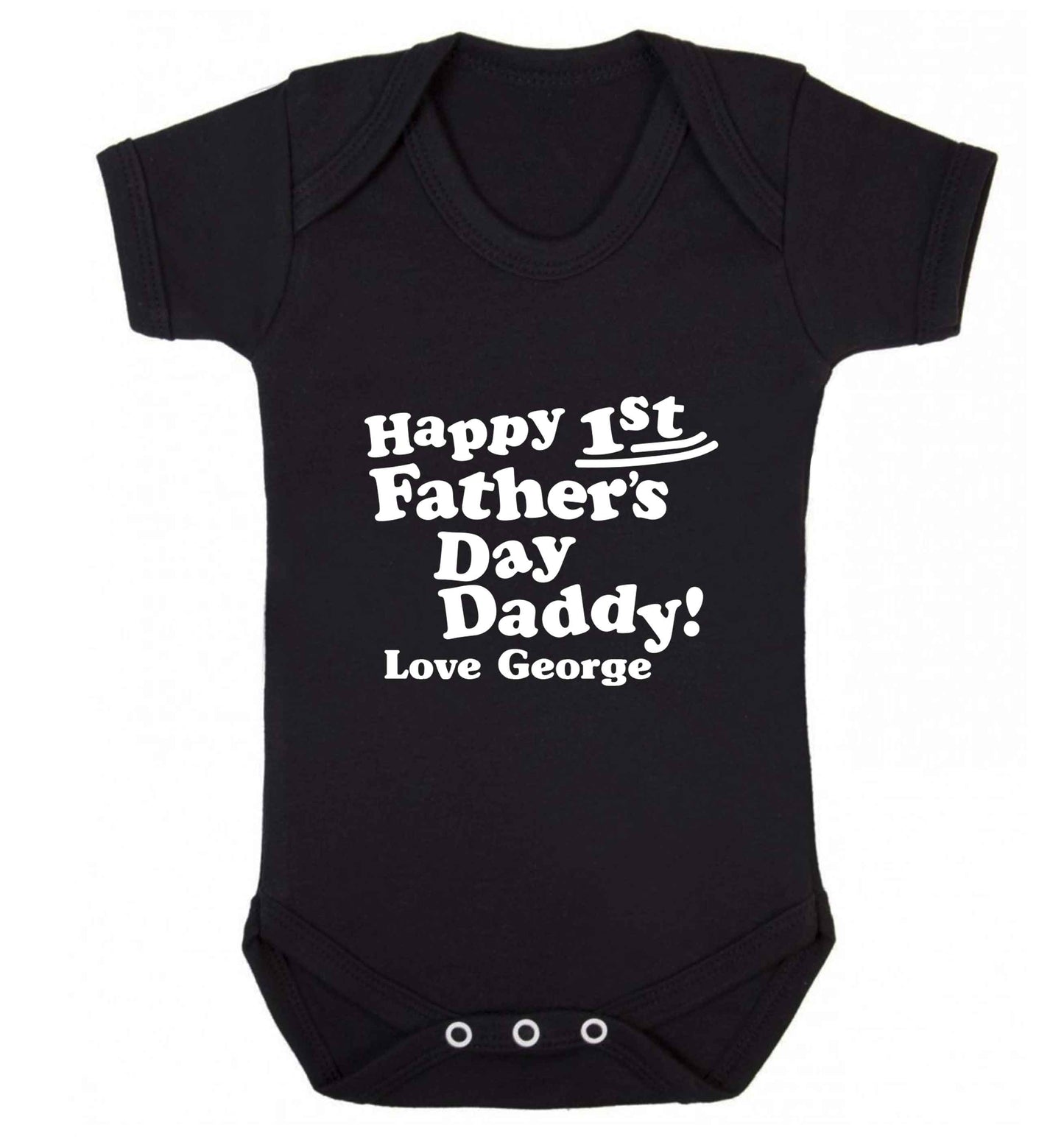 Happy first Fathers Day daddy love personalised baby vest black 18-24 months
