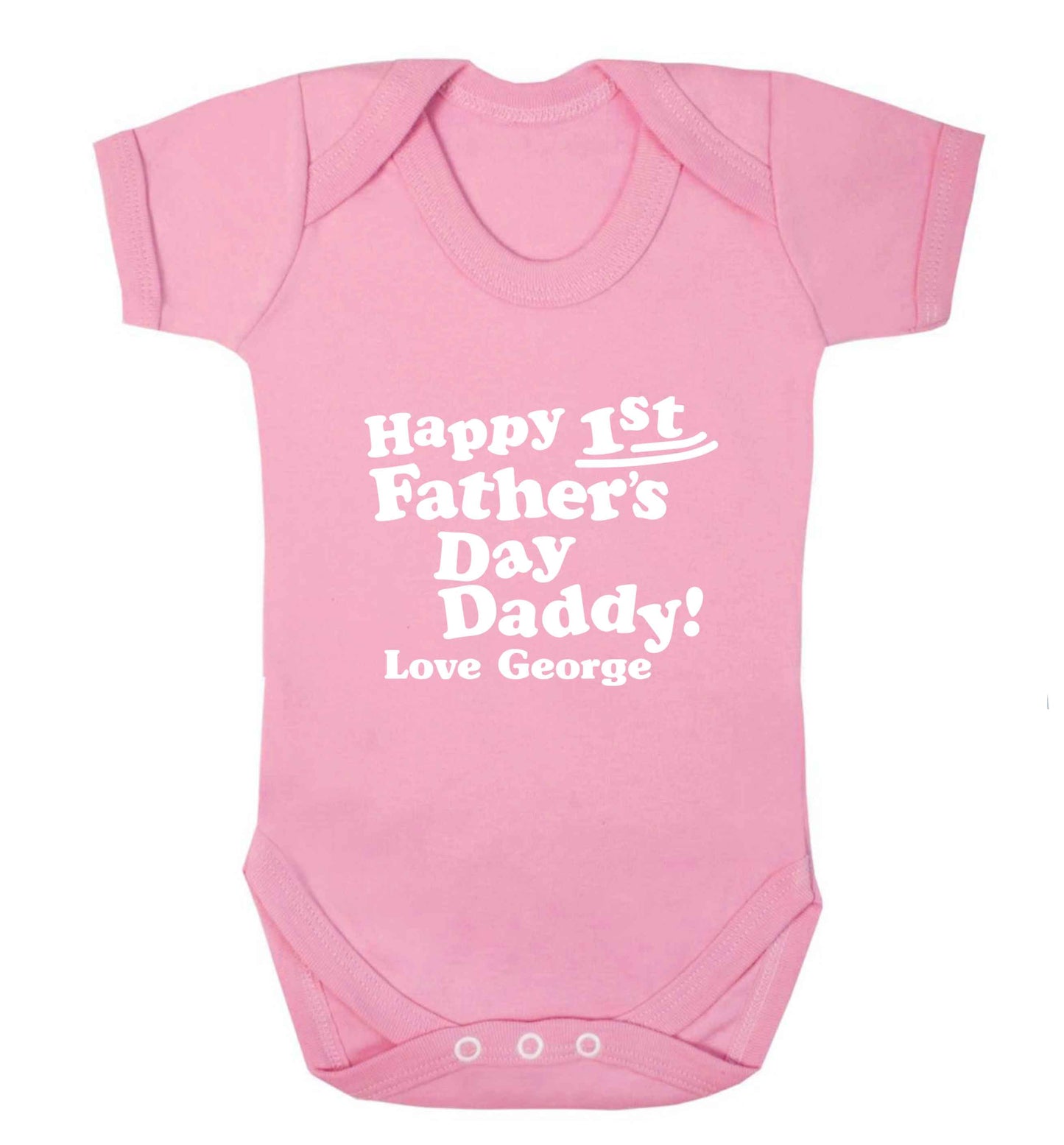 Happy first Fathers Day daddy love personalised baby vest pale pink 18-24 months