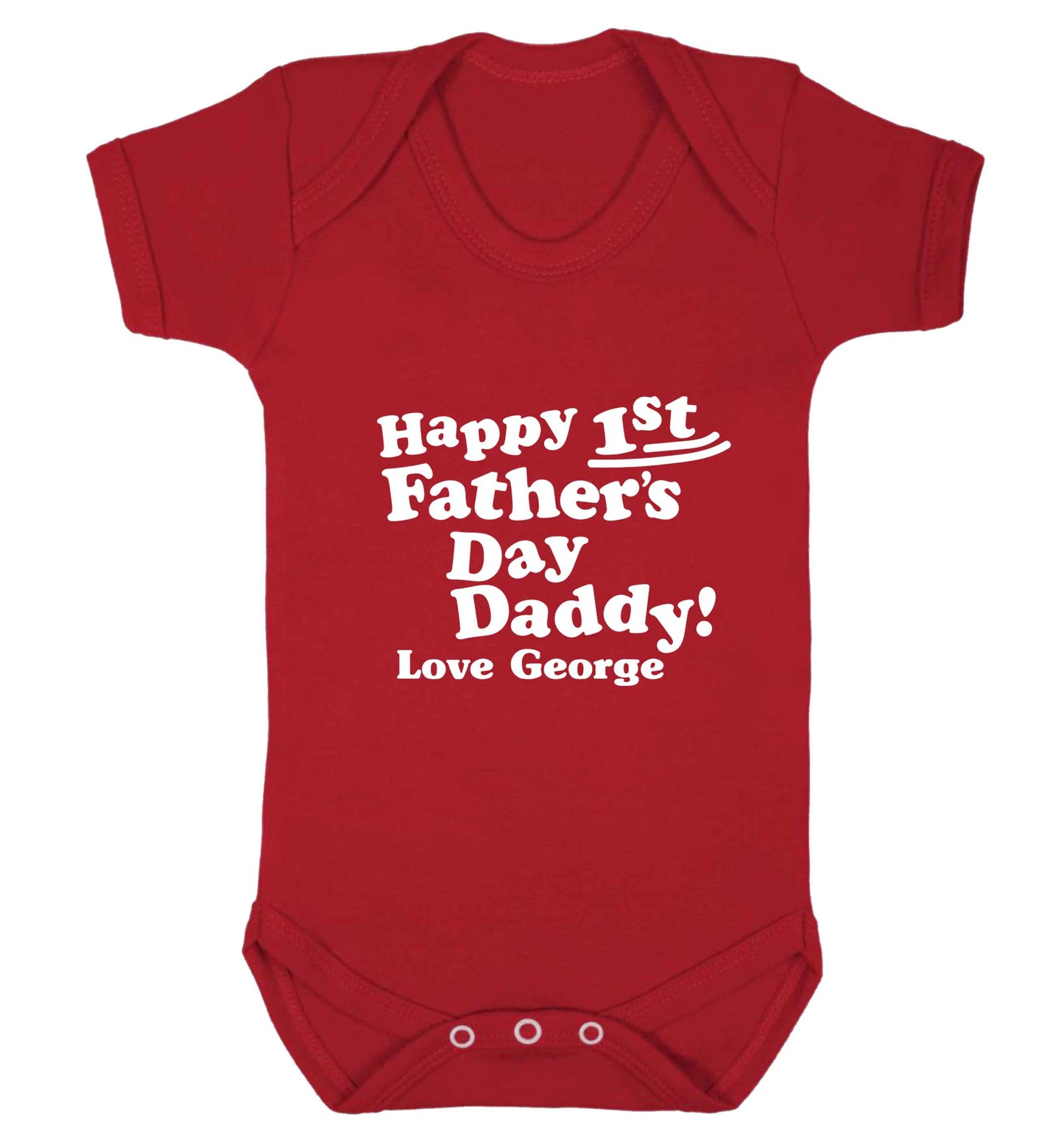 Happy first Fathers Day daddy love personalised baby vest red 18-24 months