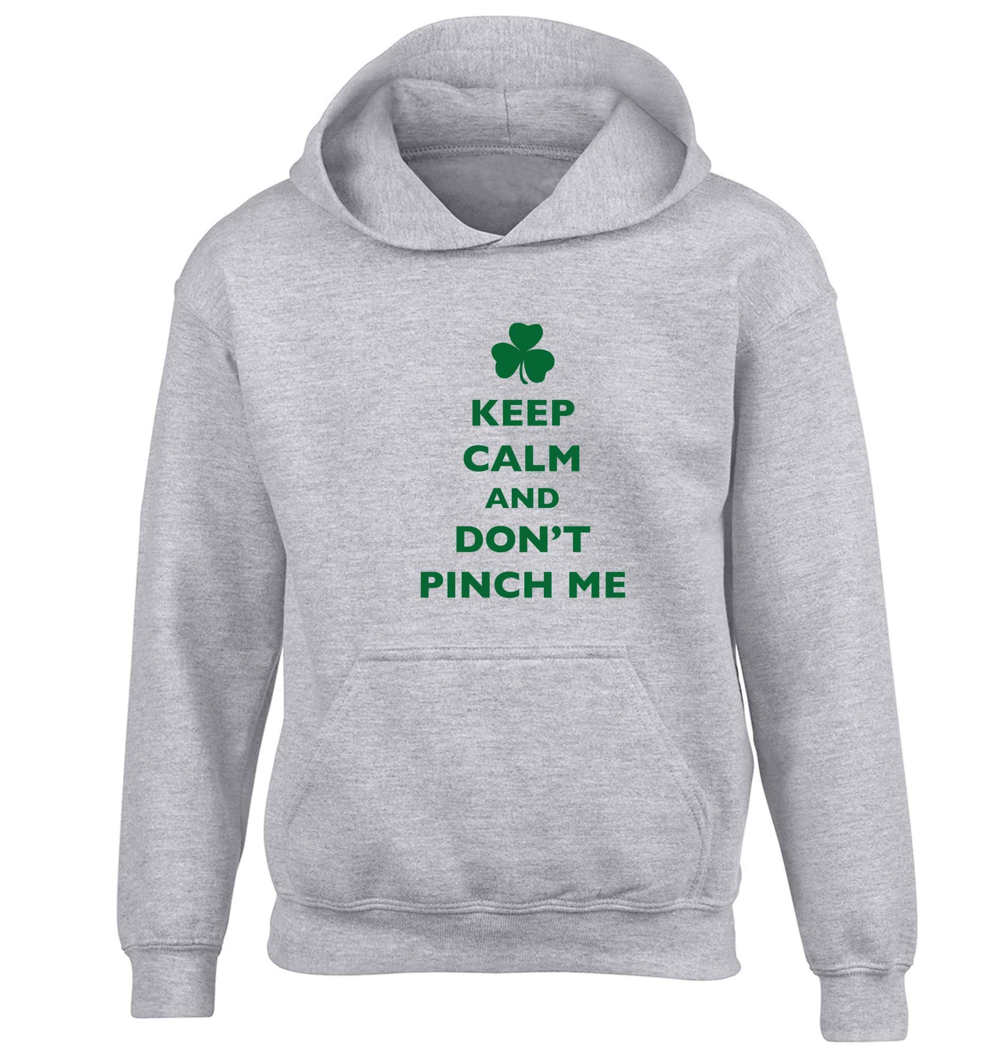 Keep calm and don't pinch me children's grey hoodie 12-13 Years