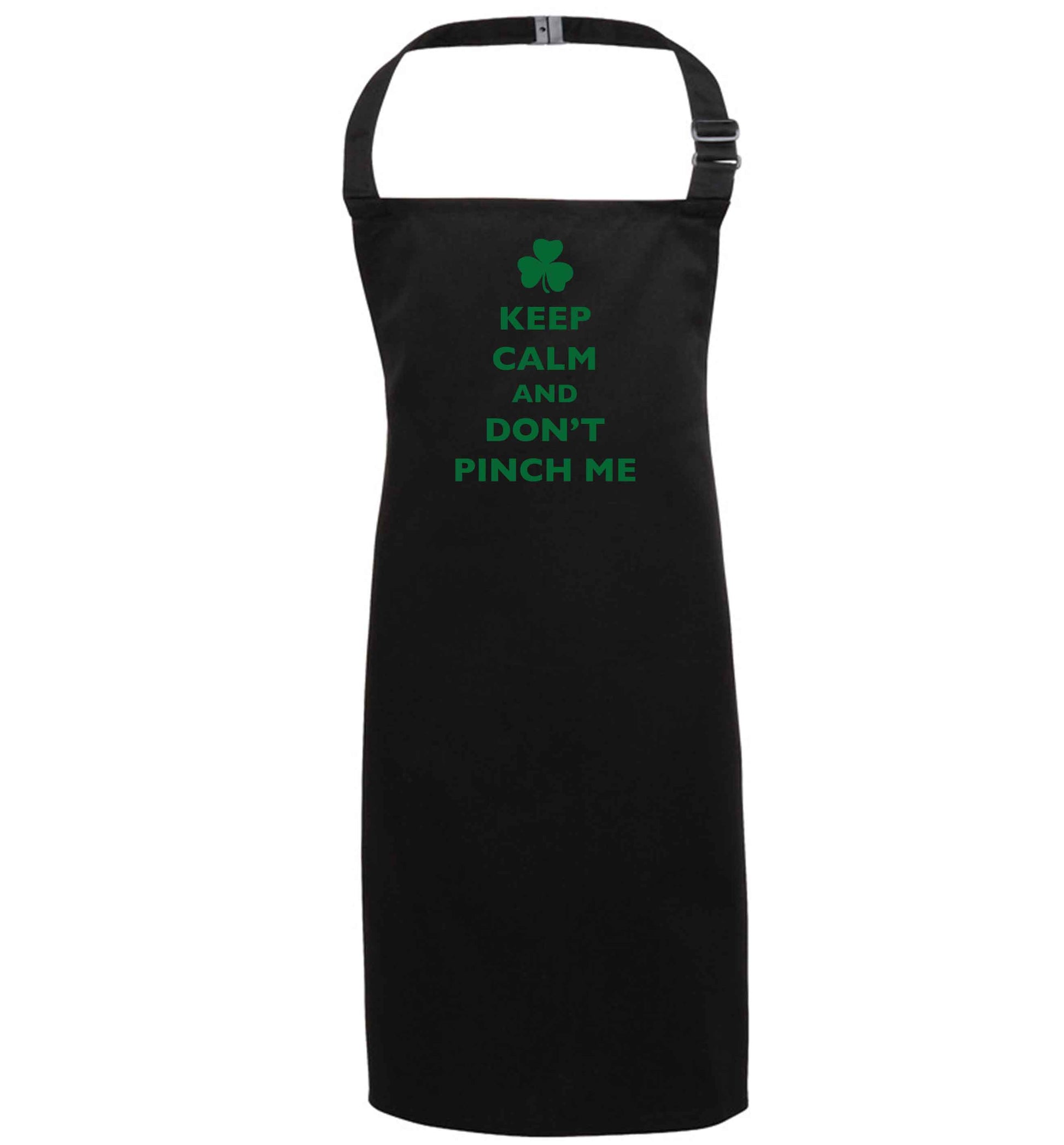 Keep calm and don't pinch me black apron 7-10 years