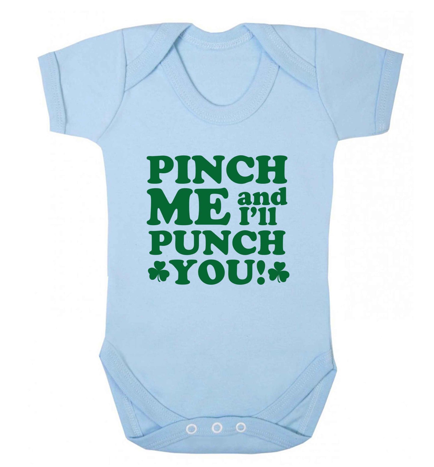 Pinch me and I'll punch you baby vest pale blue 18-24 months