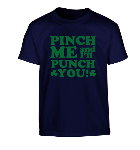 Pinch me and I'll punch you Children's navy Tshirt 12-13 Years