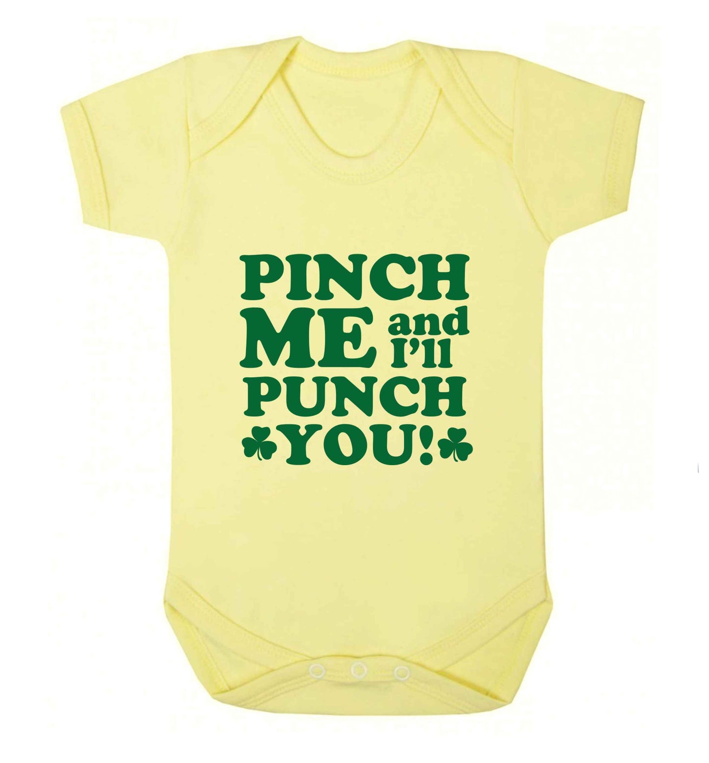Pinch me and I'll punch you baby vest pale yellow 18-24 months