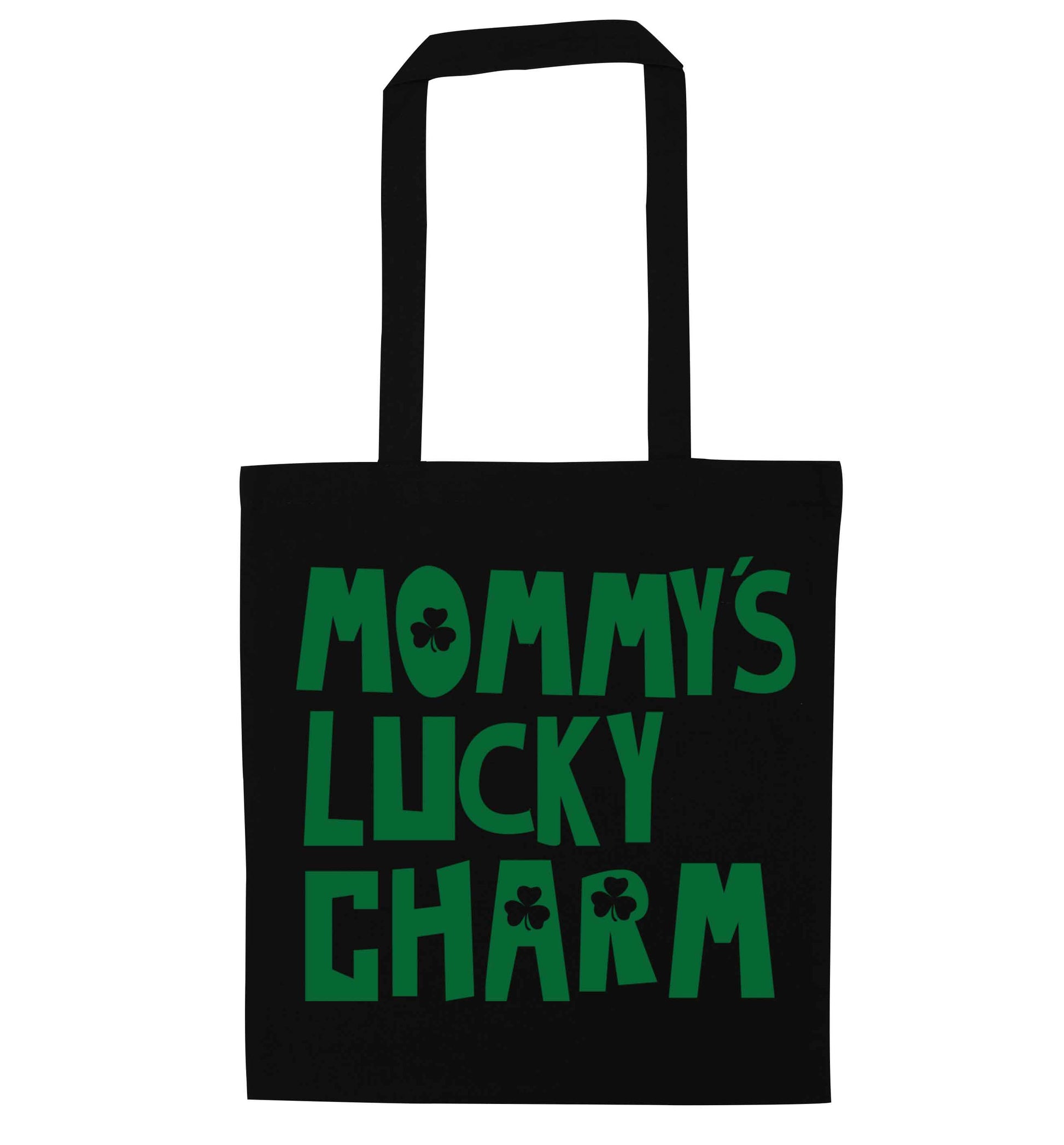 Mommy's lucky charm black tote bag