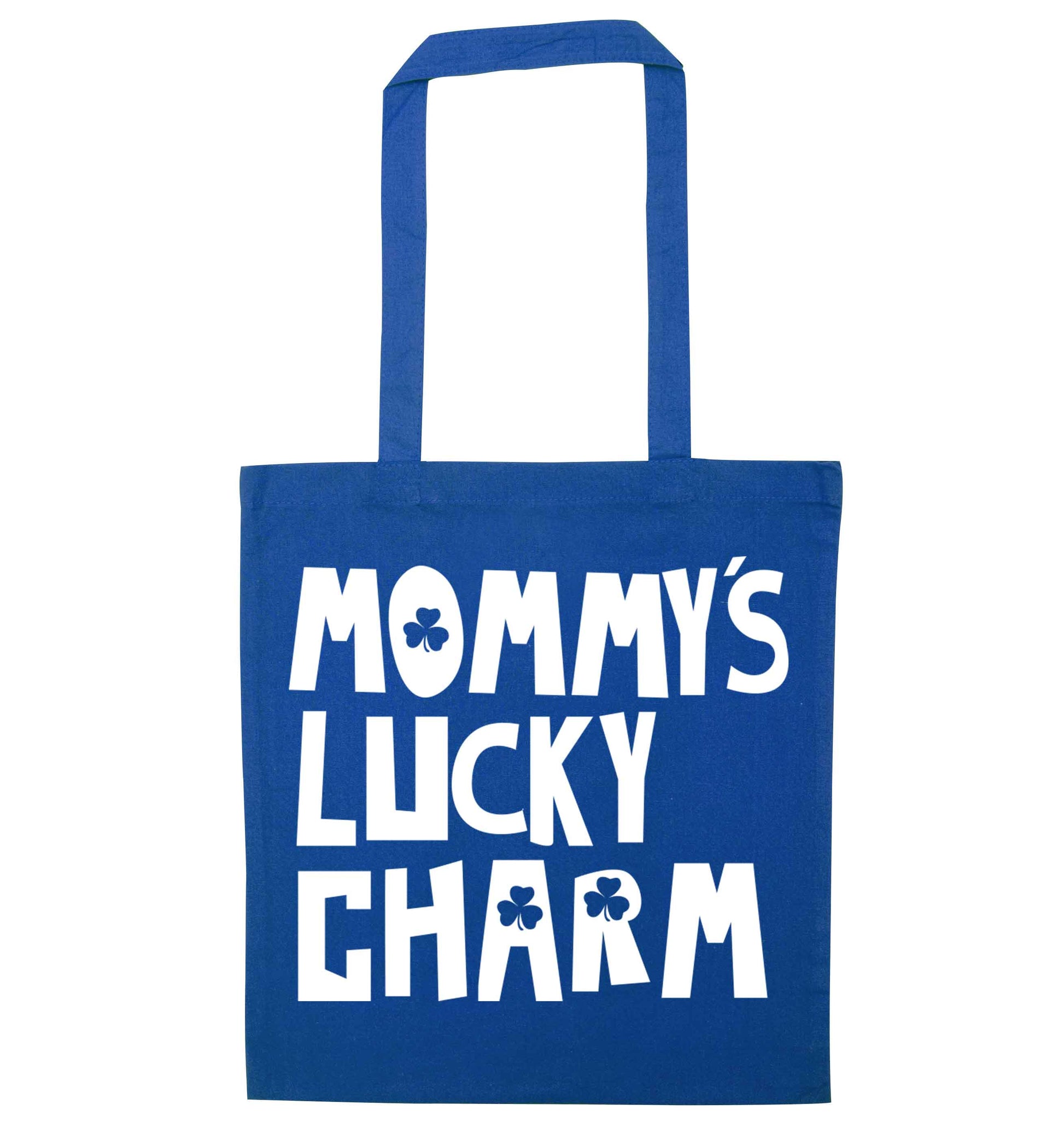 Mommy's lucky charm blue tote bag