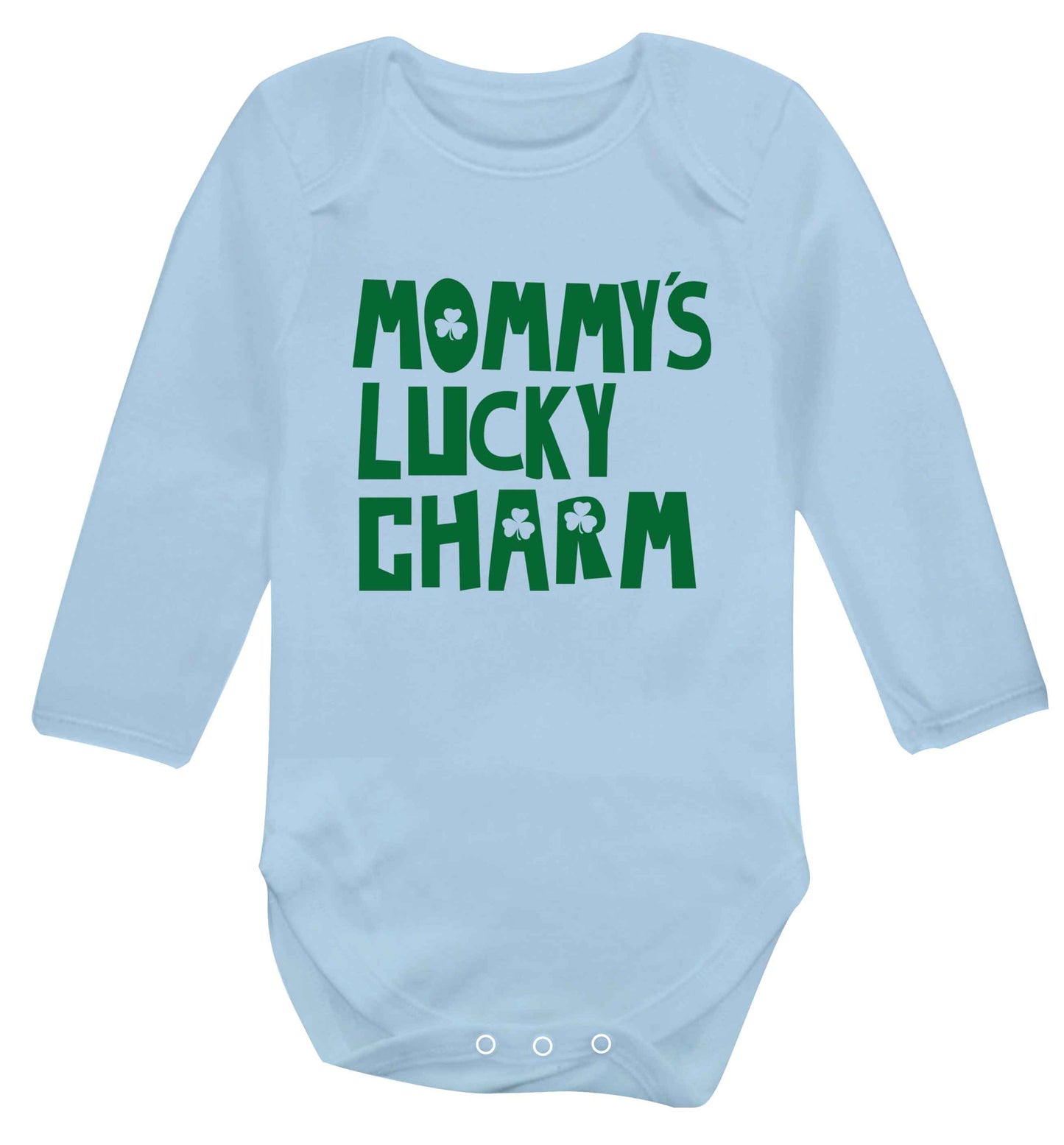 Mommy's lucky charm baby vest long sleeved pale blue 6-12 months