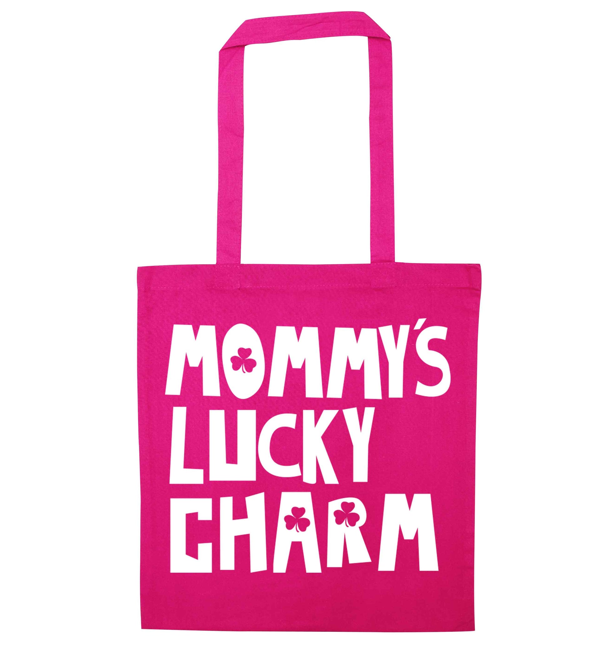 Mommy's lucky charm pink tote bag