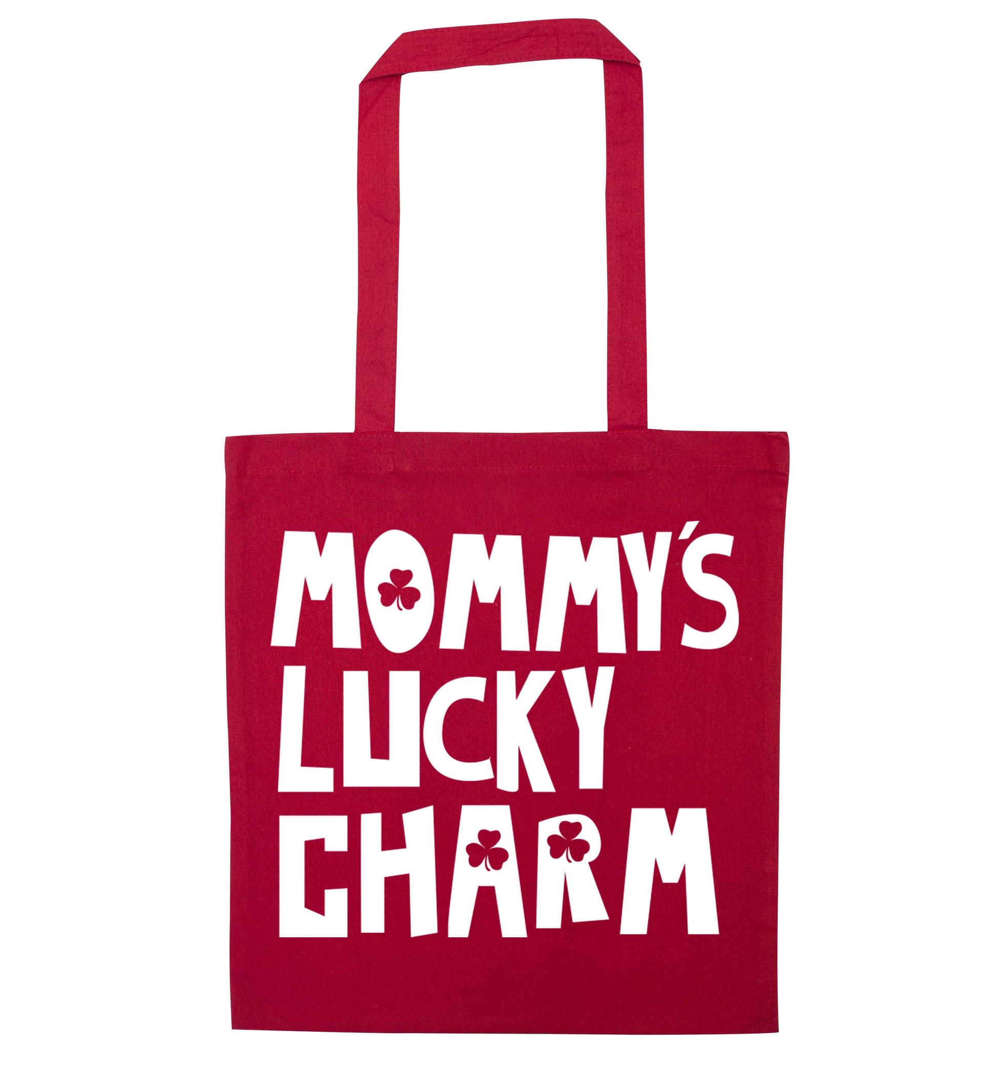 Mommy's lucky charm red tote bag