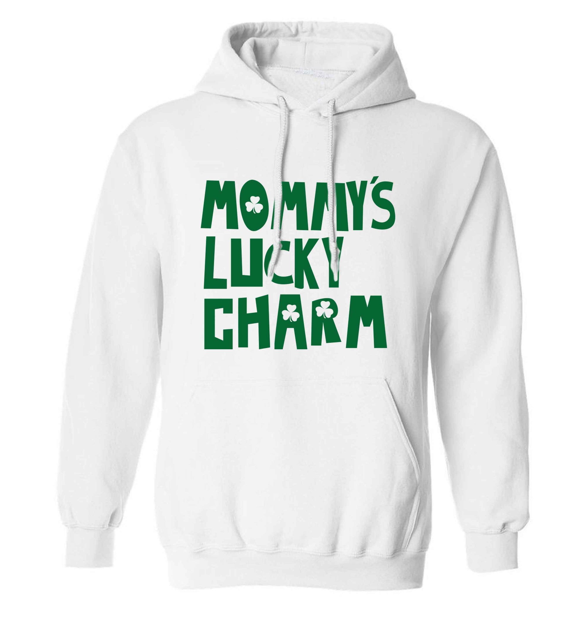 Mommy's lucky charm adults unisex white hoodie 2XL