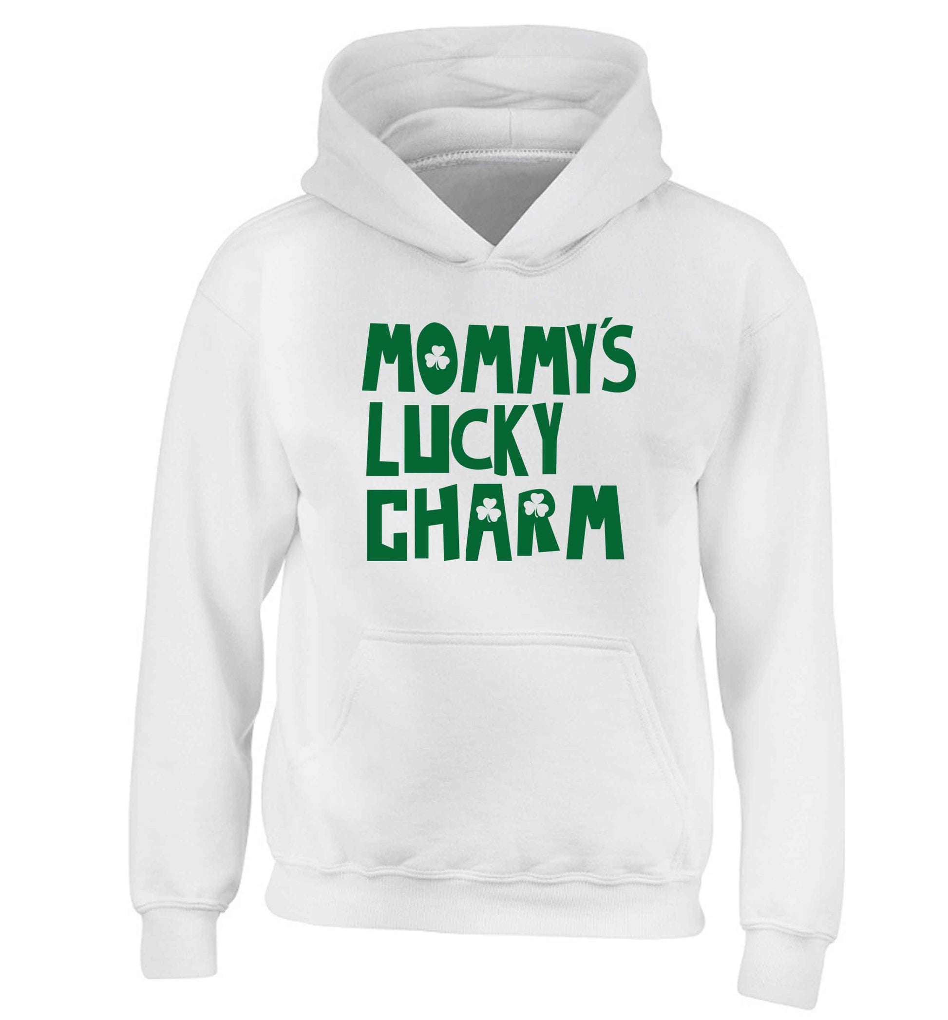 Mommy's lucky charm children's white hoodie 12-13 Years