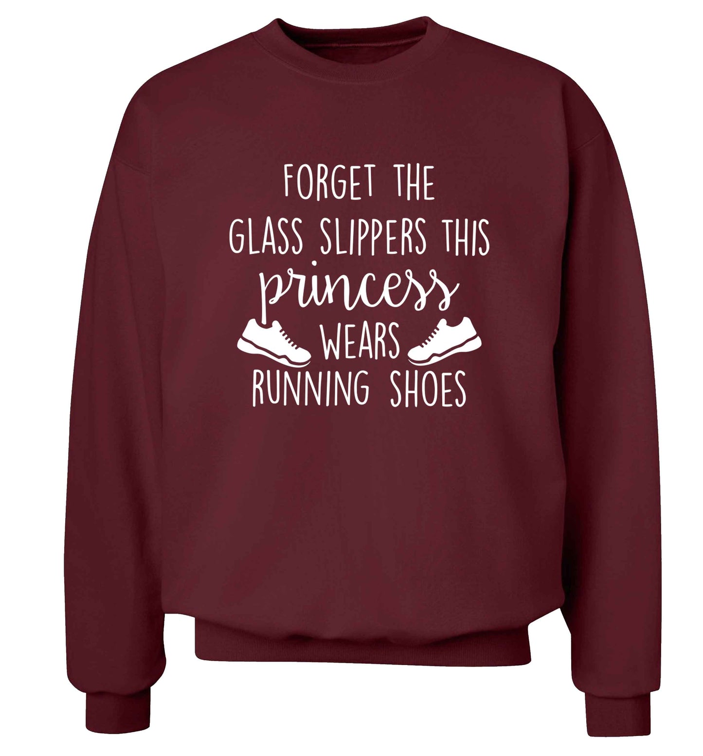 Forget the glass slippers this princess wears running shoes adult's unisex maroon sweater 2XL