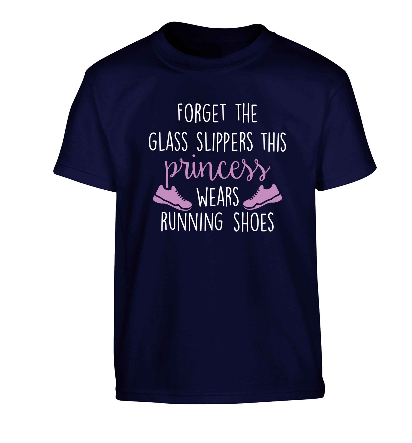 Forget the glass slippers this princess wears running shoes Children's navy Tshirt 12-13 Years
