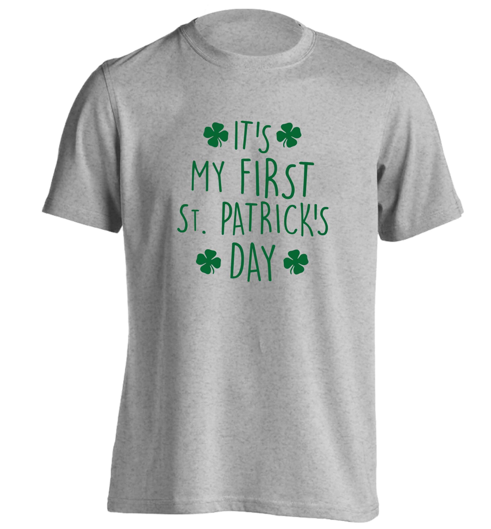 It's my first St.Patrick's day adults unisex grey Tshirt 2XL