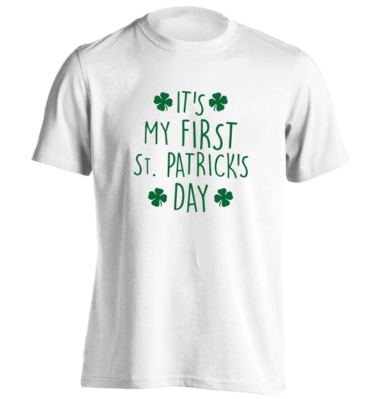 It's my first St.Patrick's day adults unisex white Tshirt 2XL