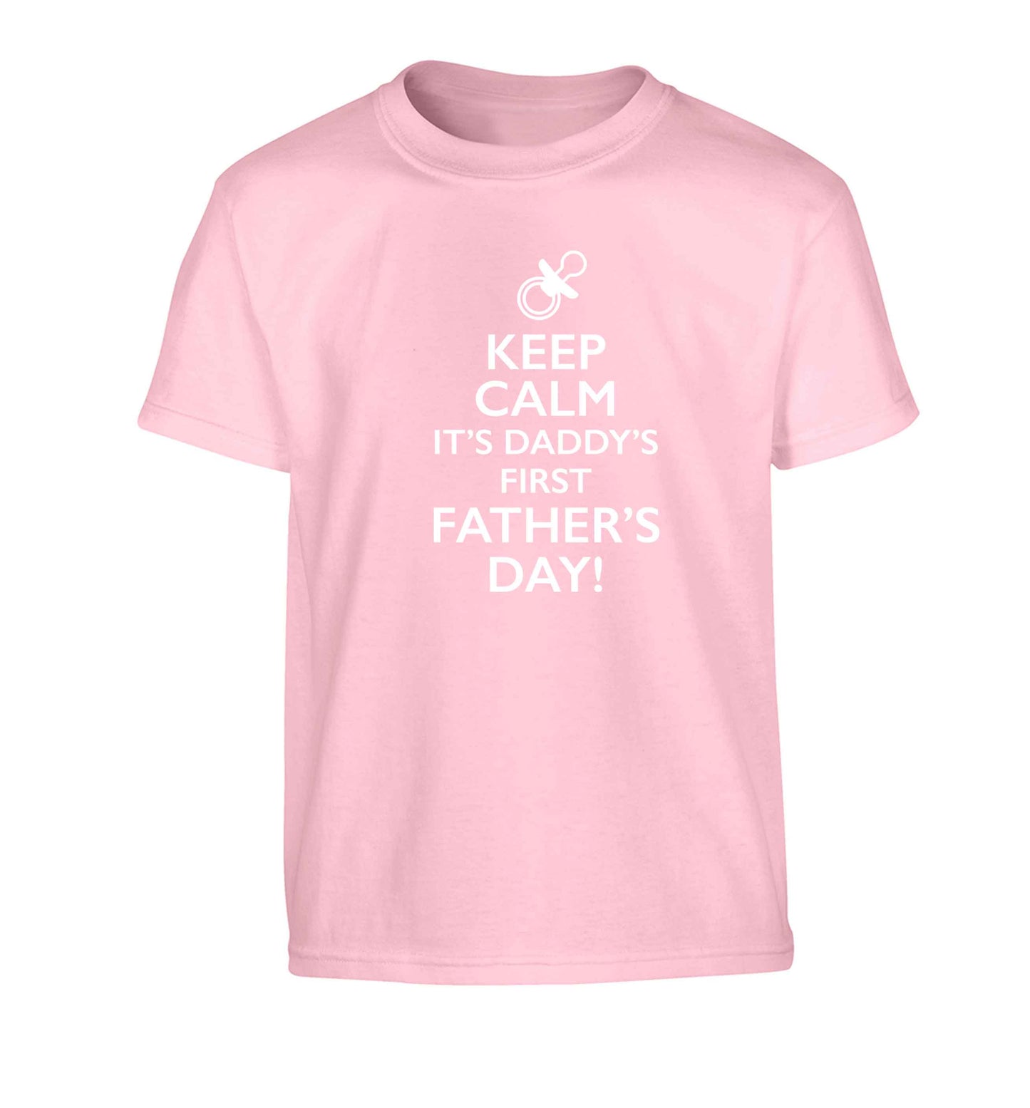 Keep calm it's daddys first father's day Children's light pink Tshirt 12-13 Years