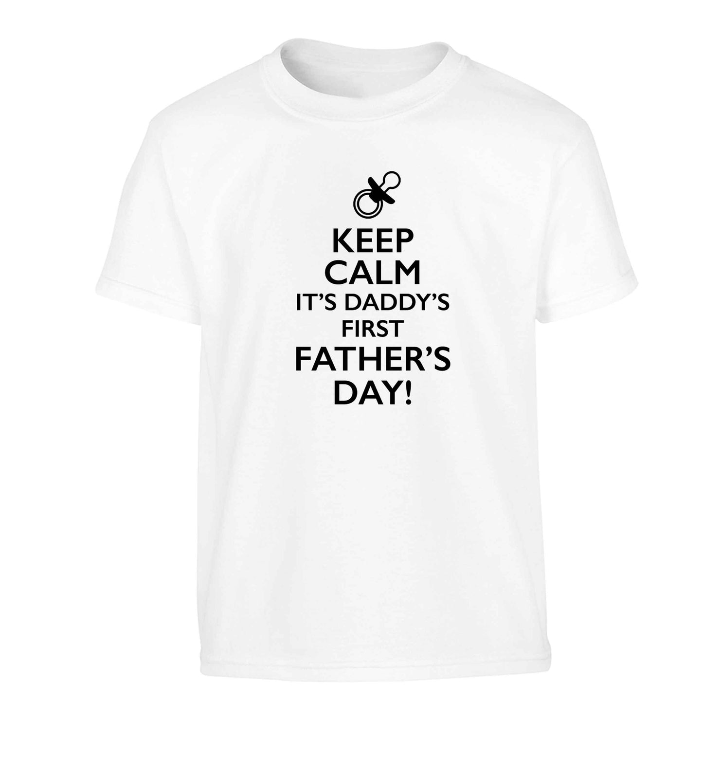 Keep calm it's daddys first father's day Children's white Tshirt 12-13 Years