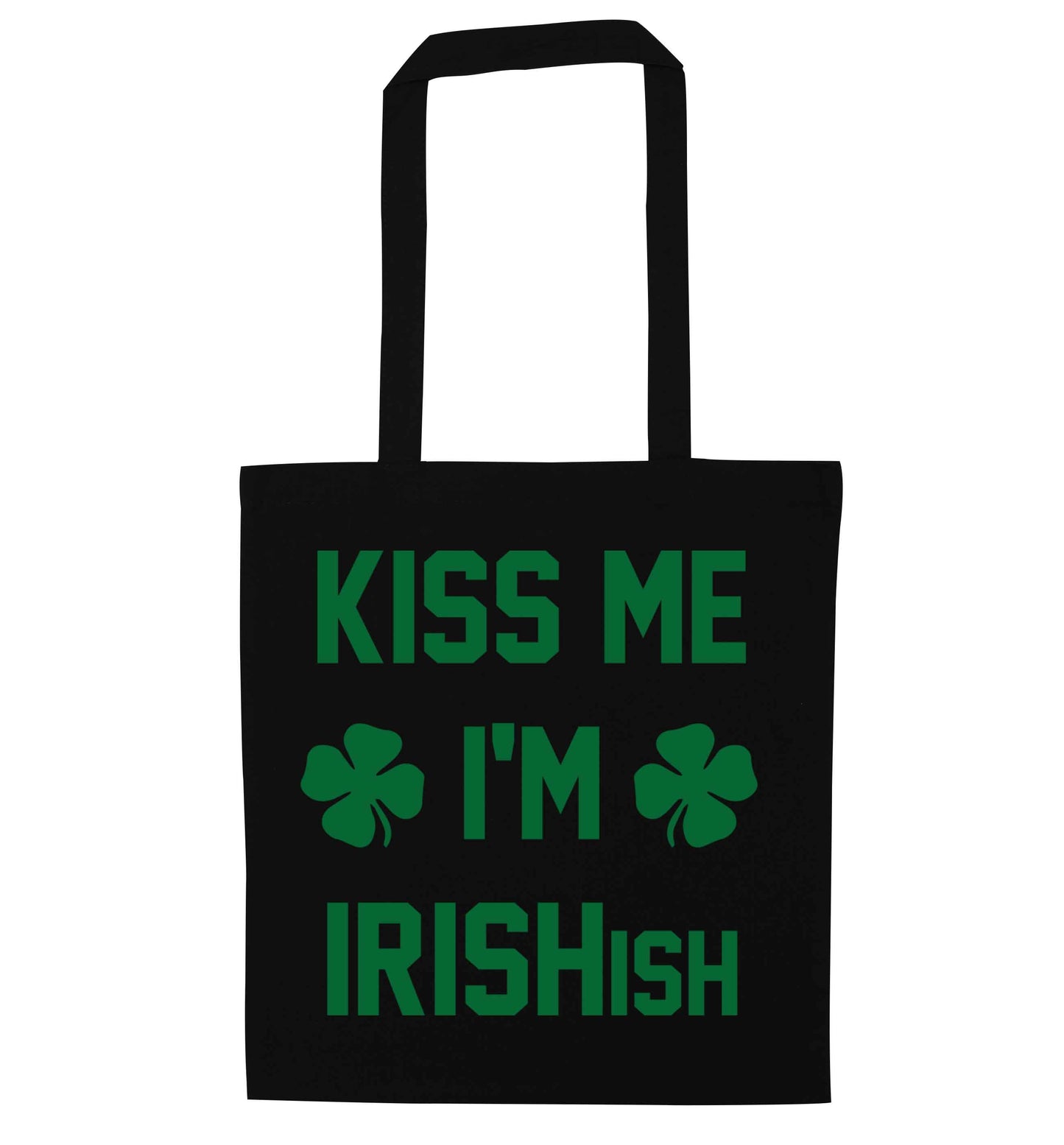 Kiss me I'm Irishish black tote bag