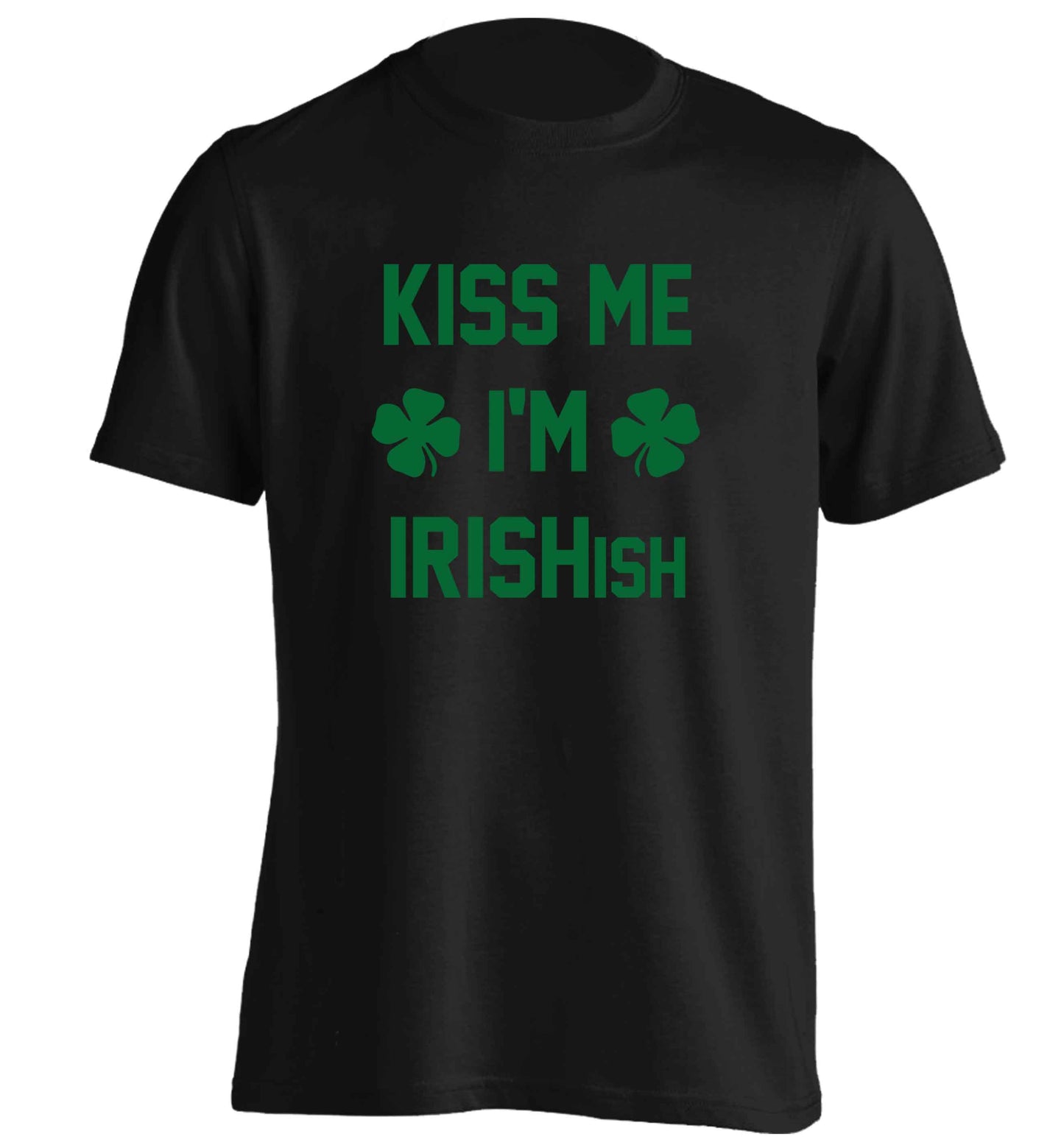 Kiss me I'm Irishish adults unisex black Tshirt 2XL