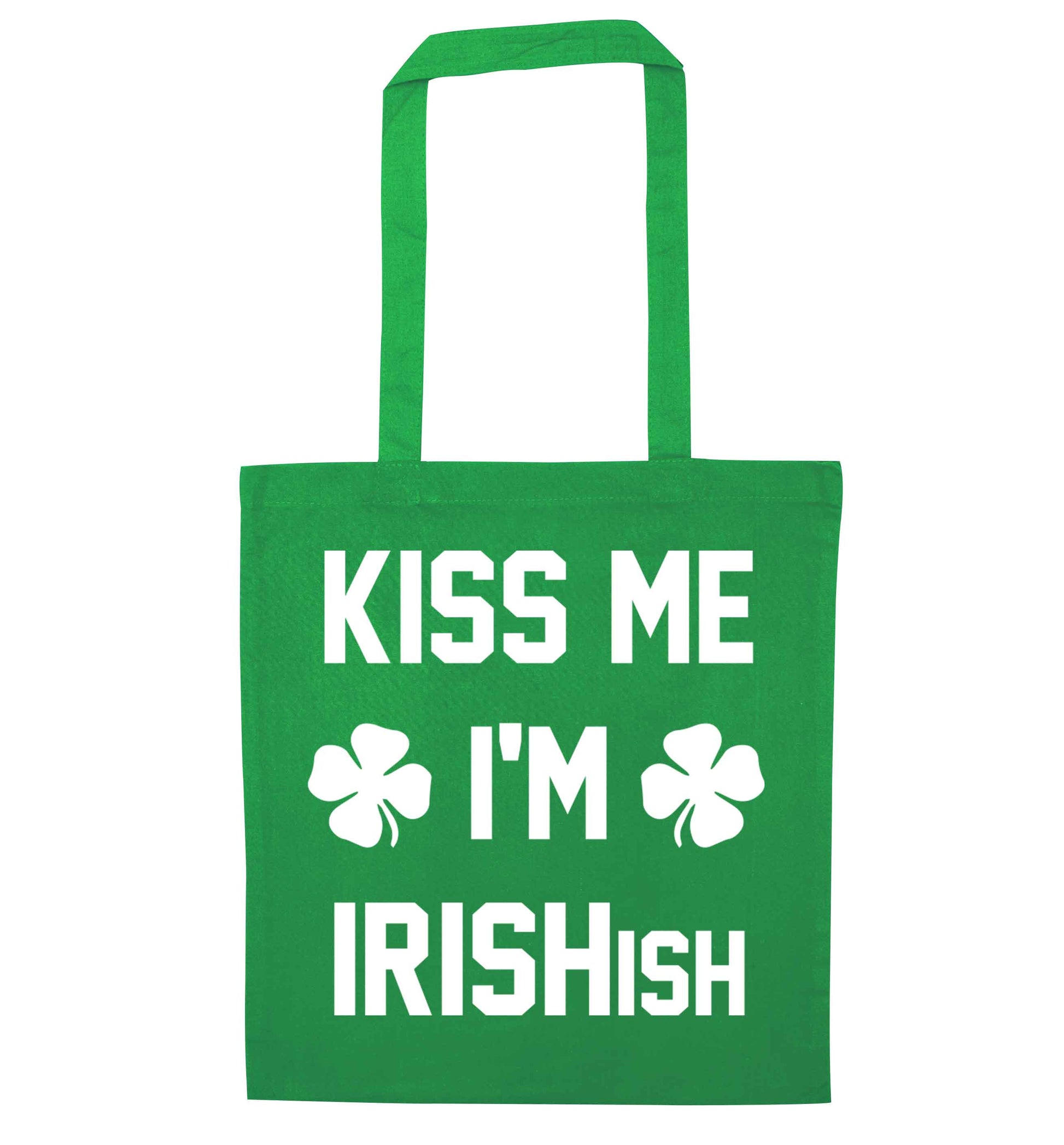 Kiss me I'm Irishish green tote bag