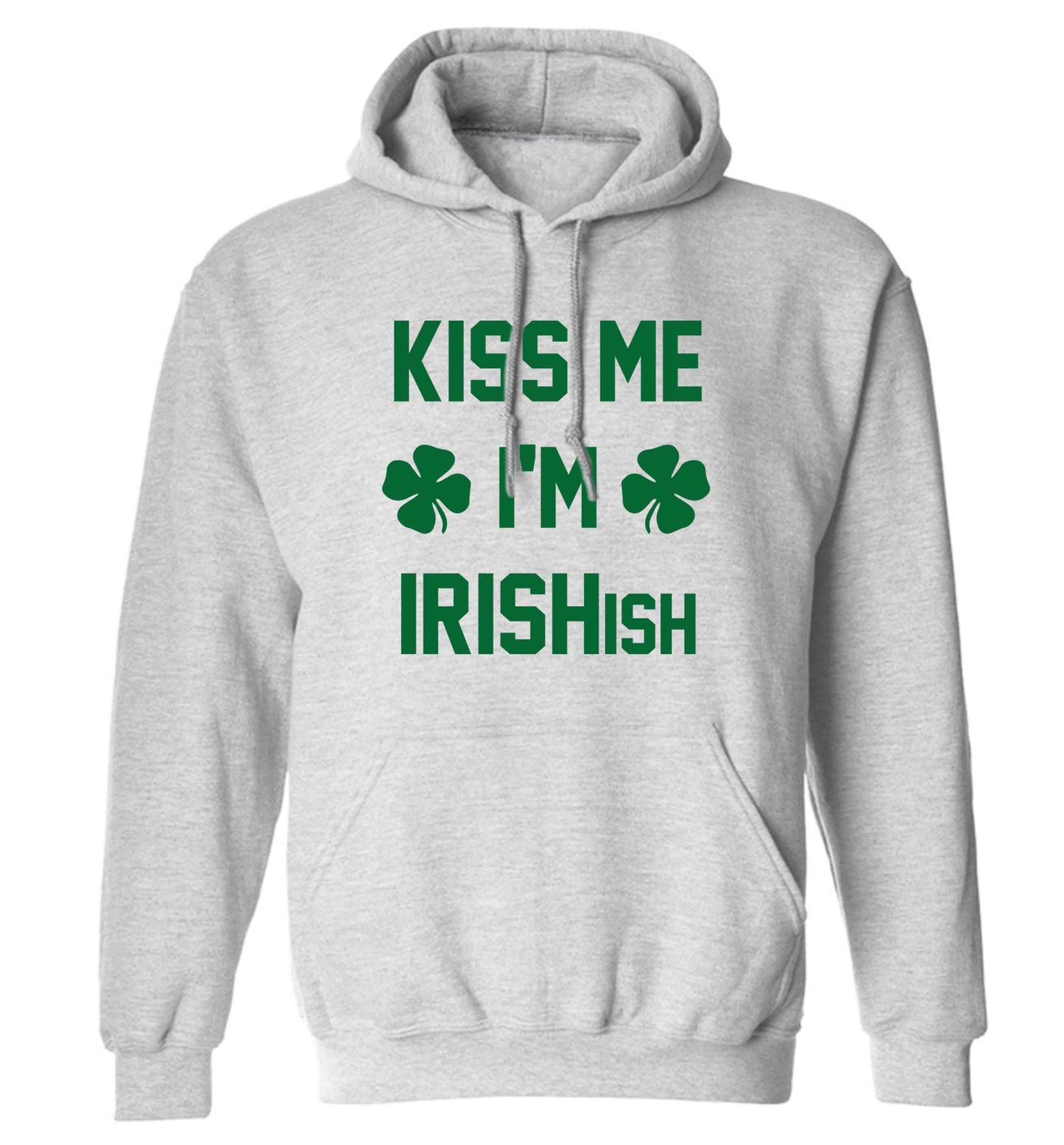 Kiss me I'm Irishish adults unisex grey hoodie 2XL