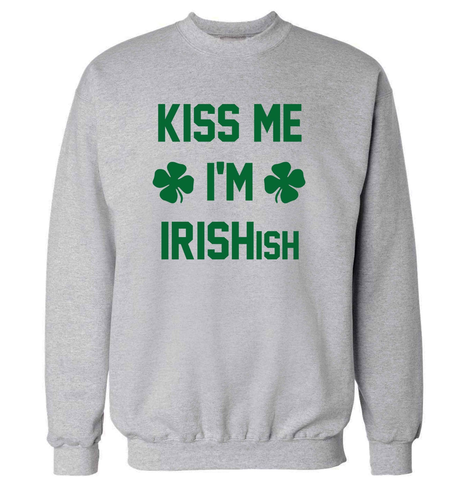 Kiss me I'm Irishish adult's unisex grey sweater 2XL