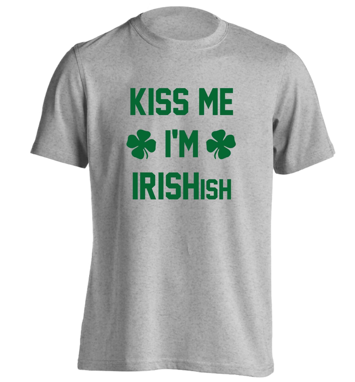 Kiss me I'm Irishish adults unisex grey Tshirt 2XL
