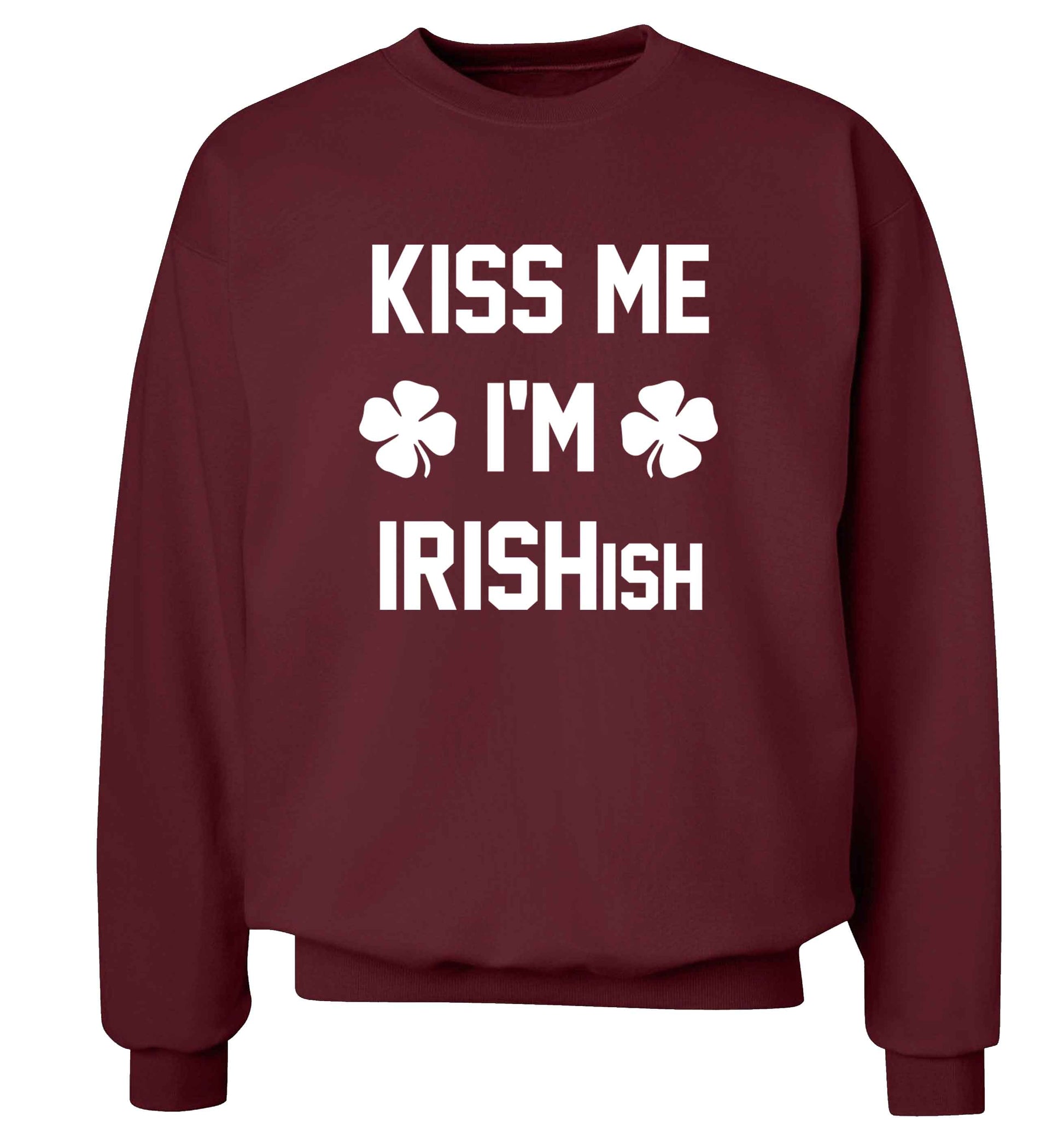 Kiss me I'm Irishish adult's unisex maroon sweater 2XL