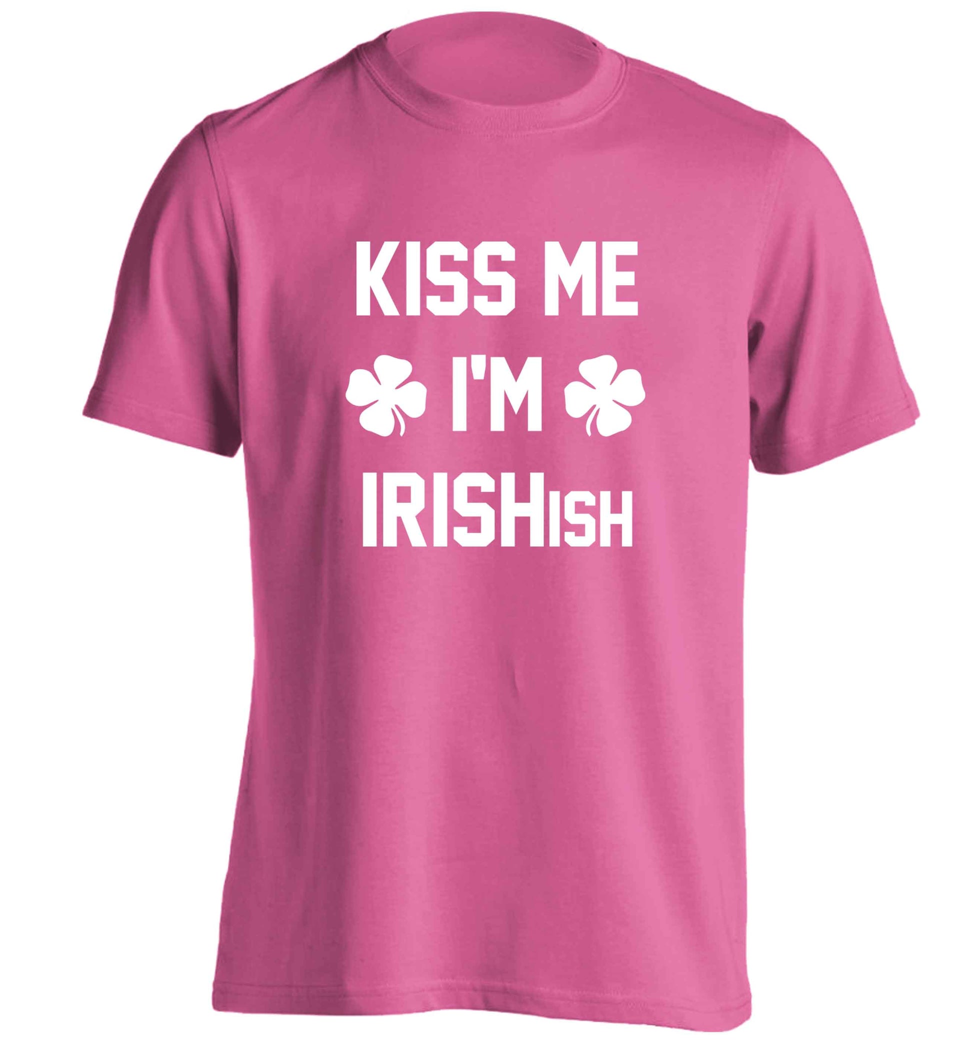 Kiss me I'm Irishish adults unisex pink Tshirt 2XL