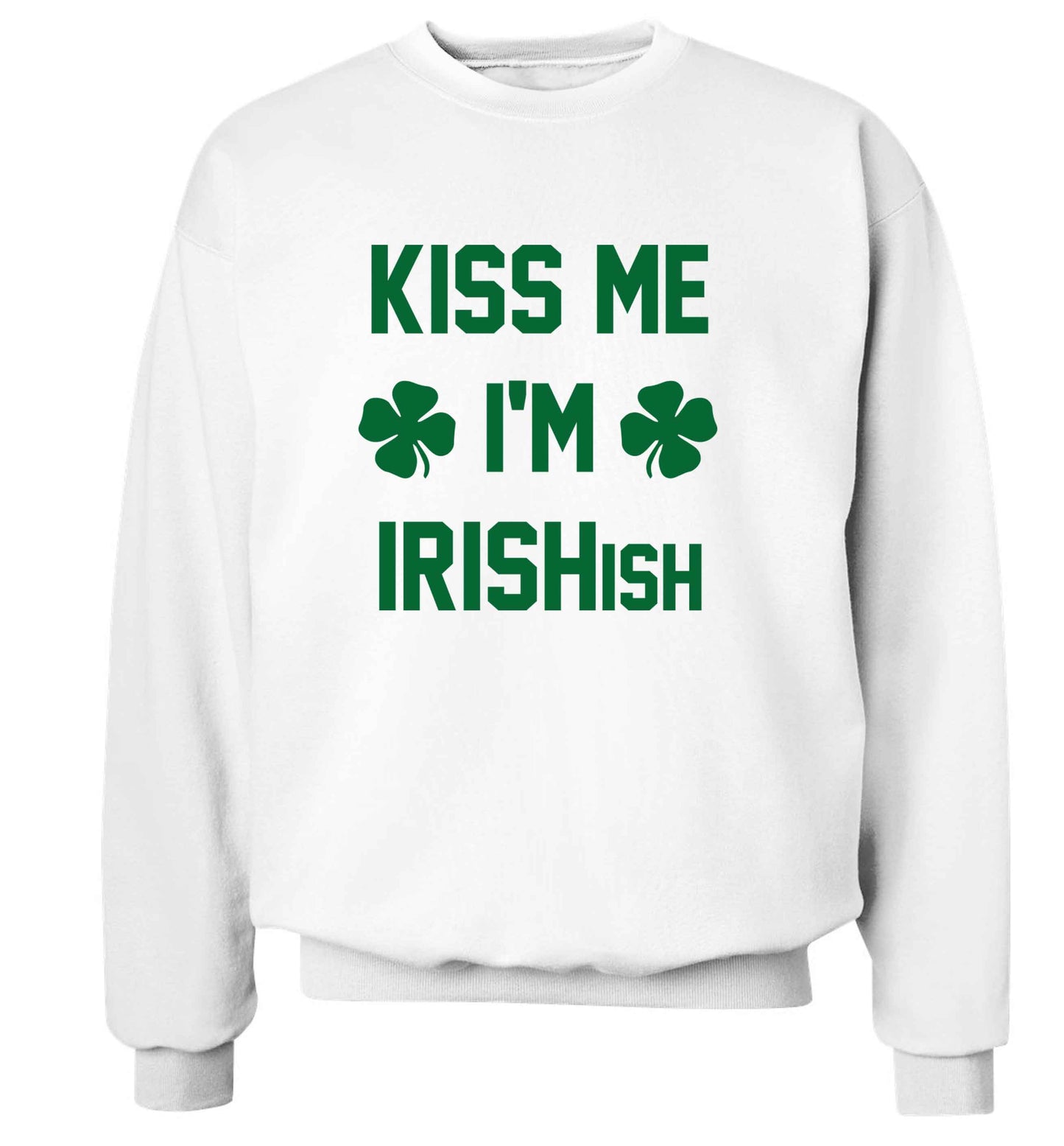 Kiss me I'm Irishish adult's unisex white sweater 2XL
