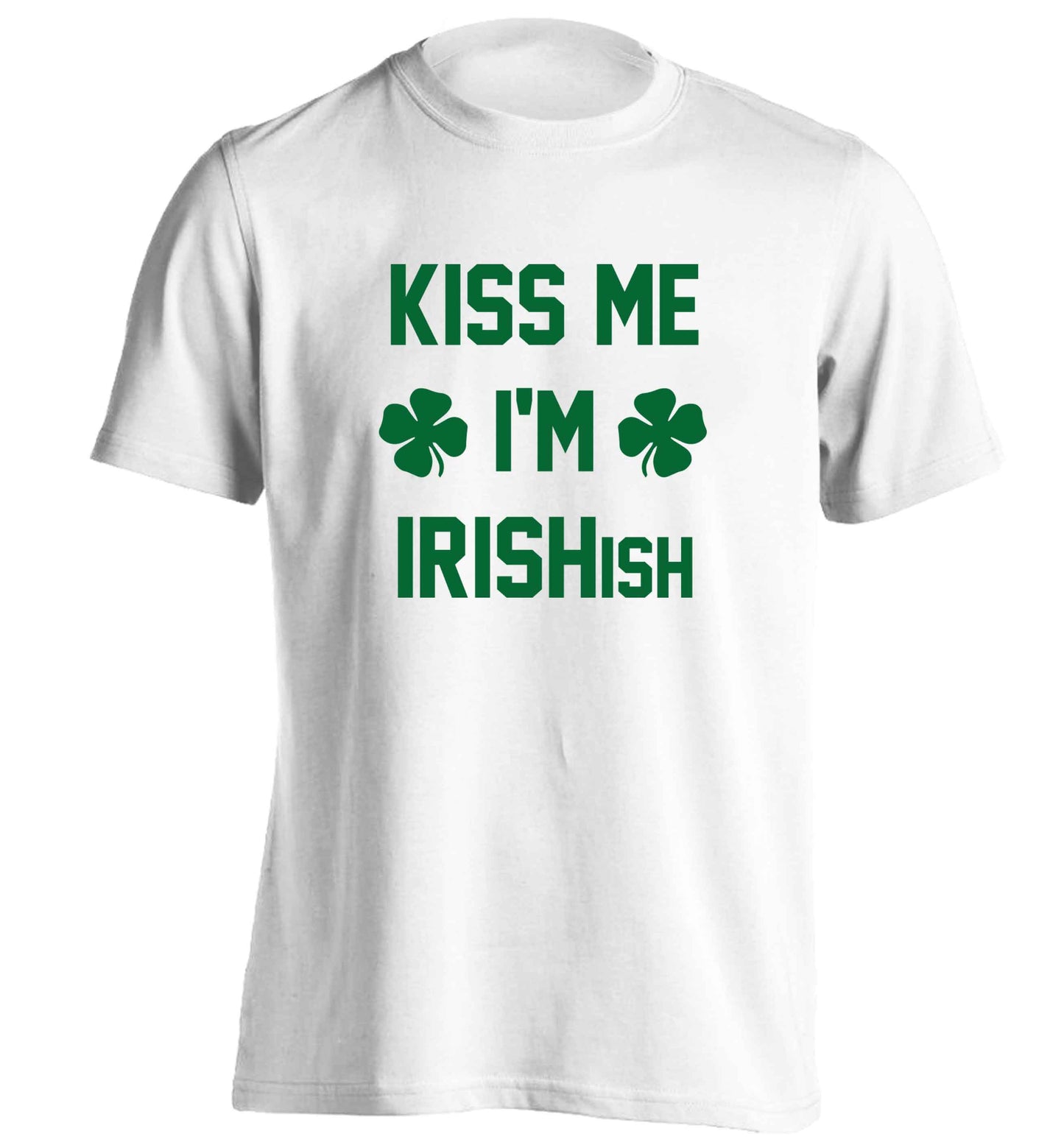 Kiss me I'm Irishish adults unisex white Tshirt 2XL