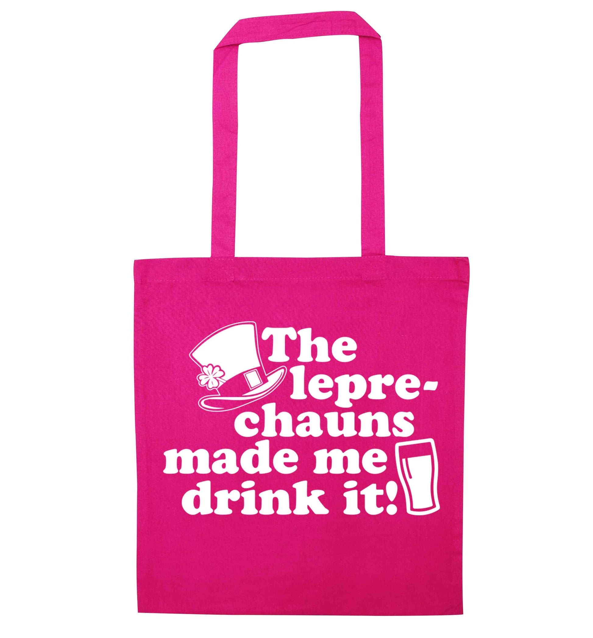The leprechauns made me drink it pink tote bag