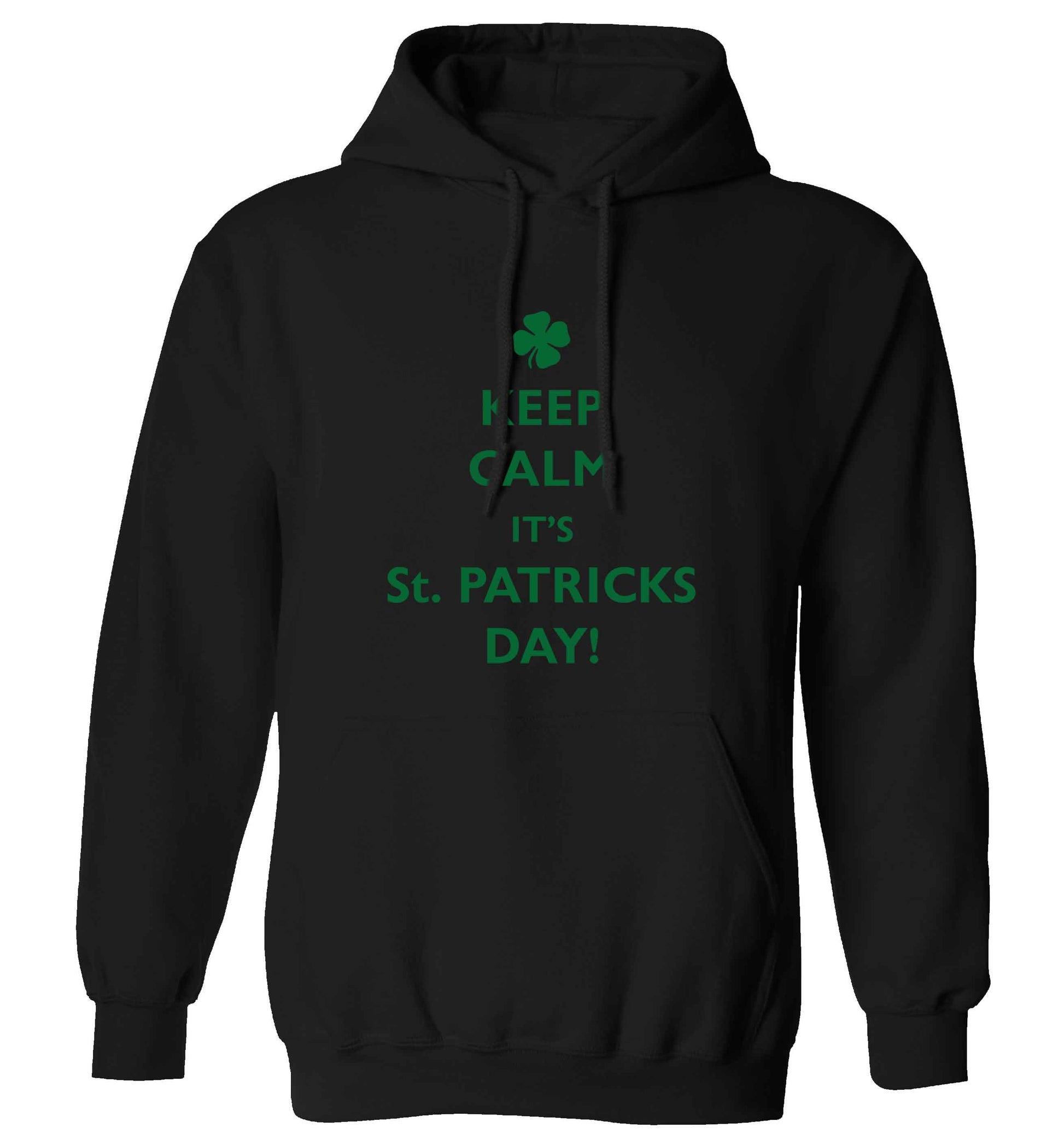 Keep calm it's St.Patricks day adults unisex black hoodie 2XL