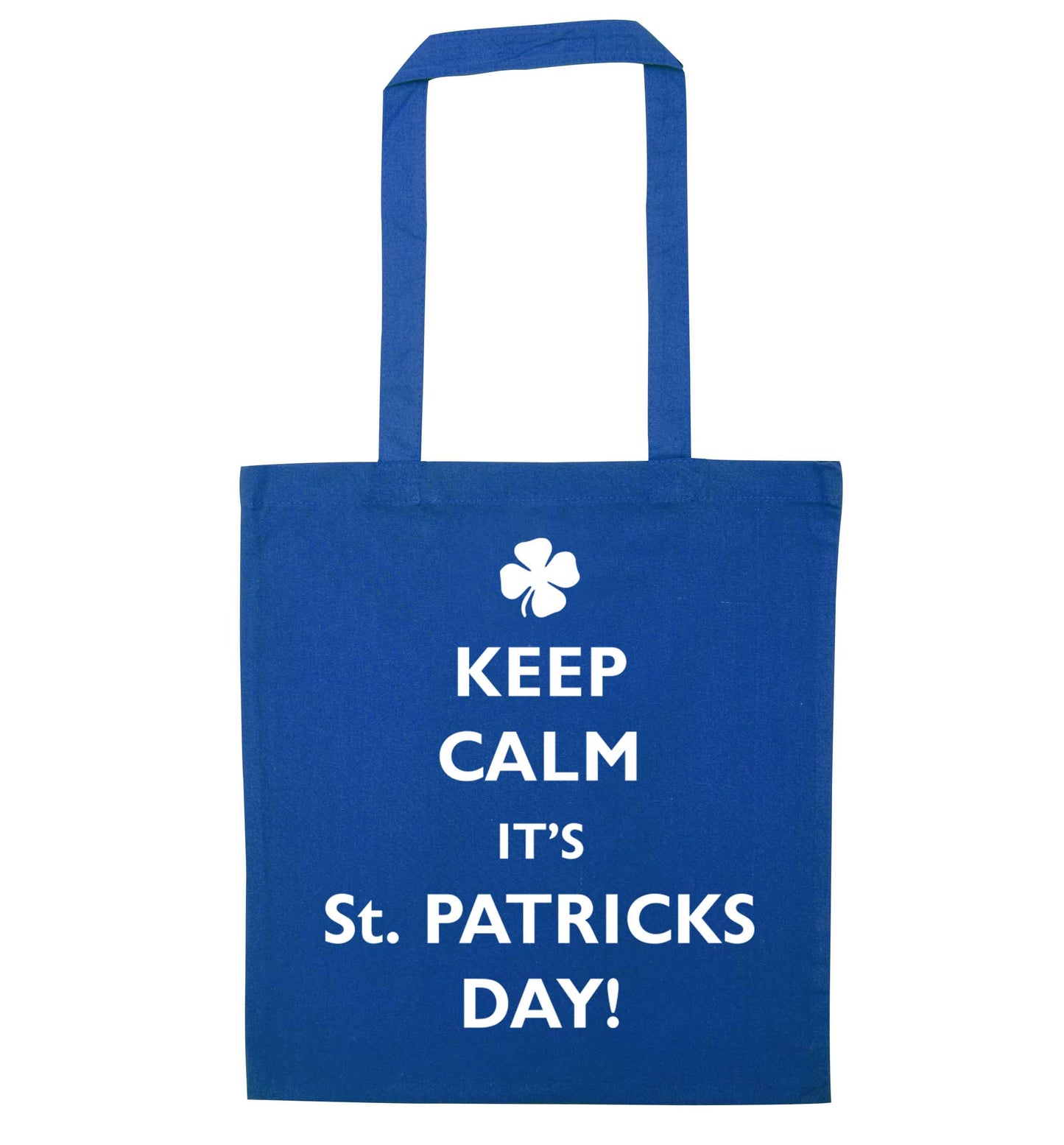 Keep calm it's St.Patricks day blue tote bag