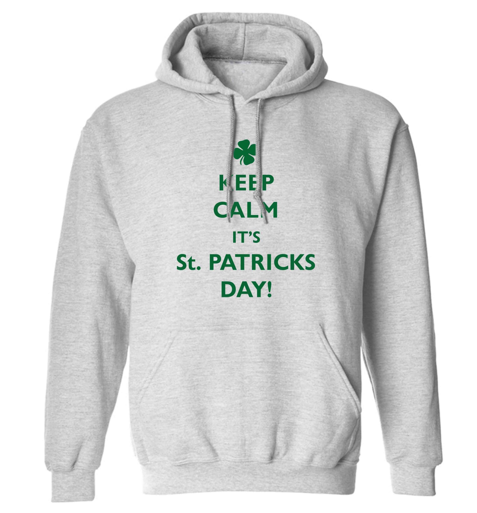 Keep calm it's St.Patricks day adults unisex grey hoodie 2XL