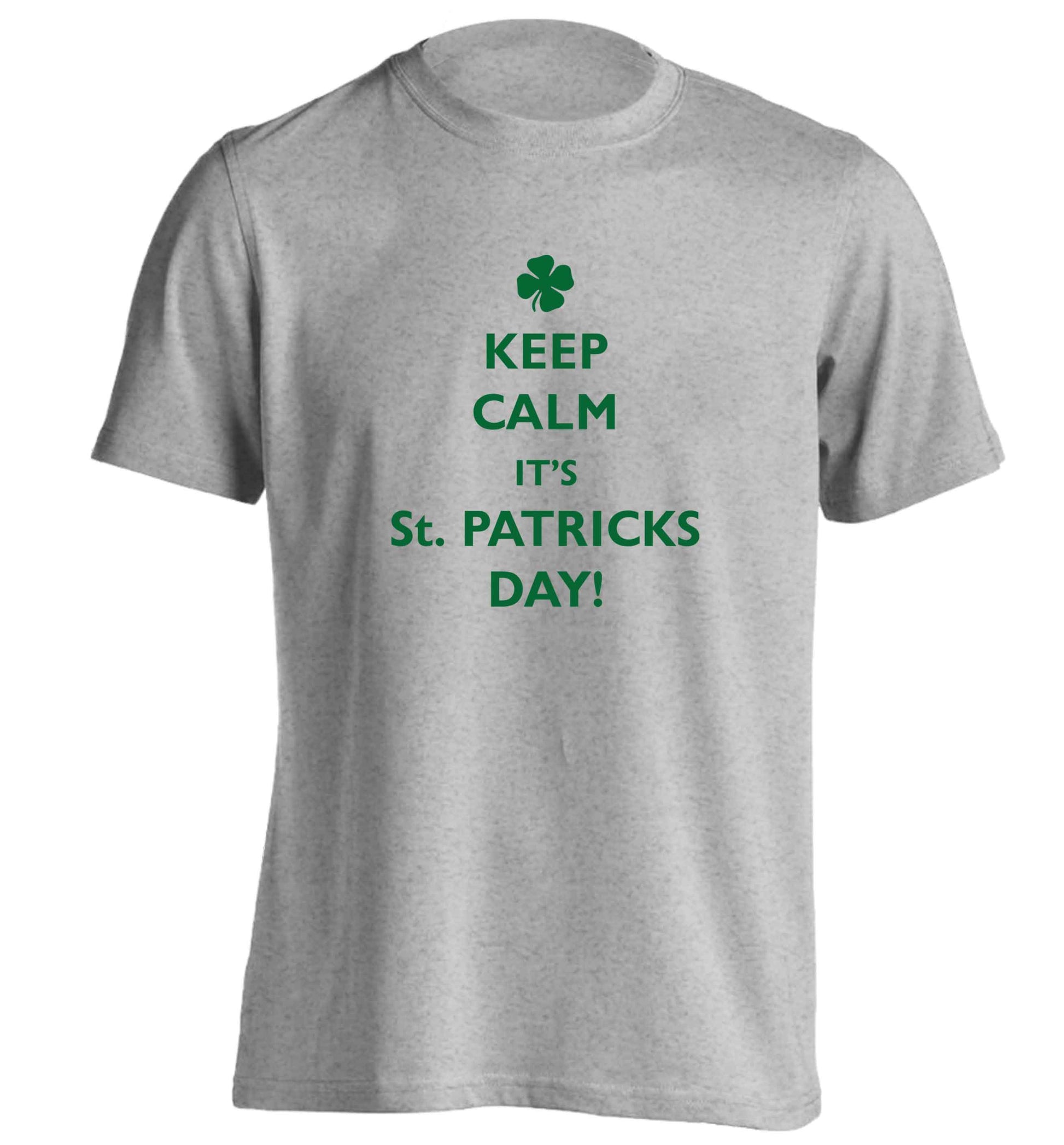 Keep calm it's St.Patricks day adults unisex grey Tshirt 2XL
