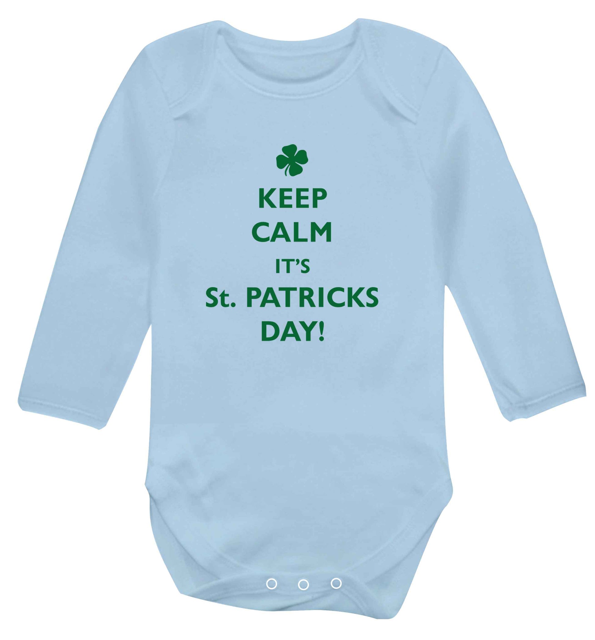 Keep calm it's St.Patricks day baby vest long sleeved pale blue 6-12 months