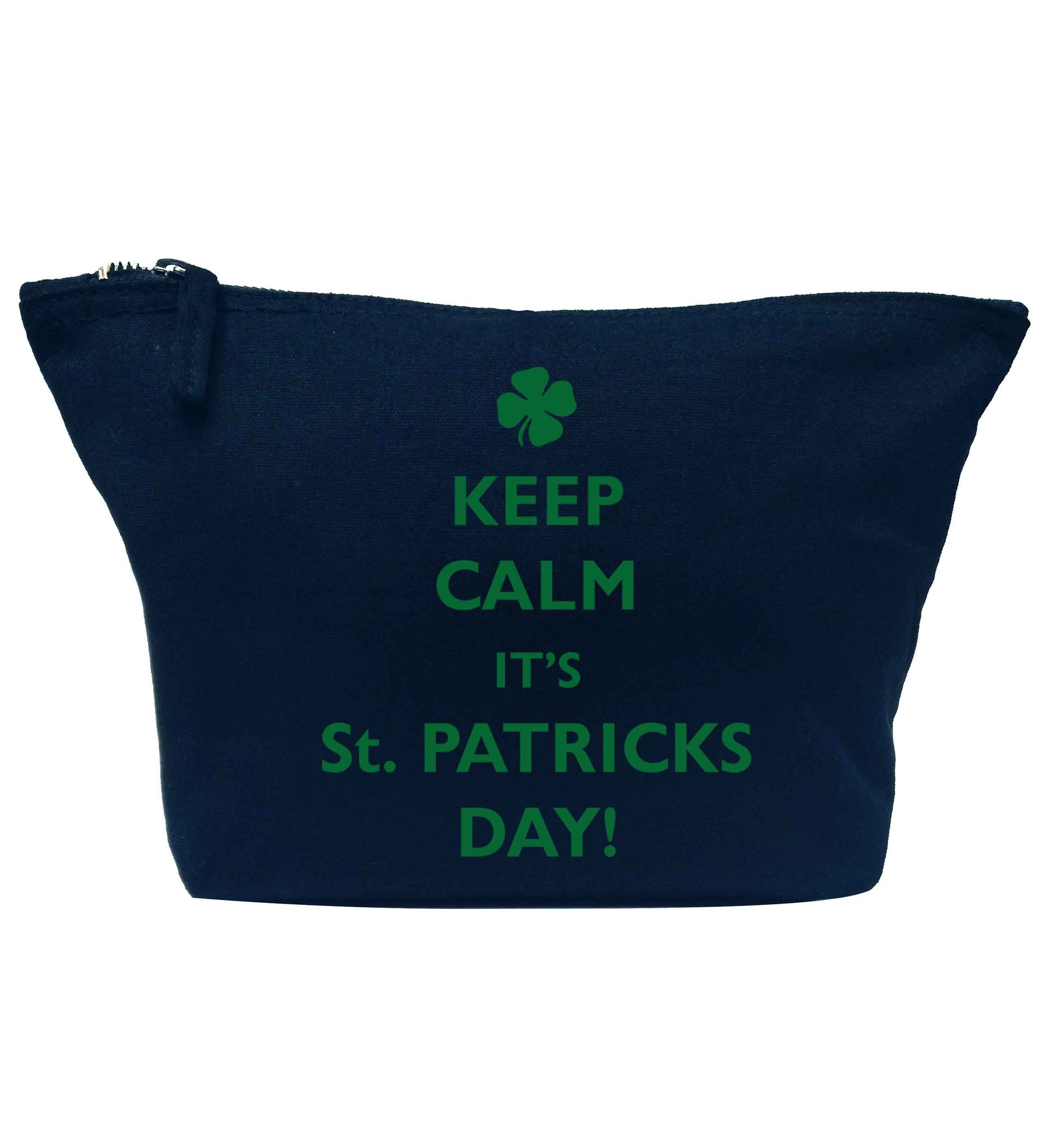 I can't keep calm it's St.Patricks day navy makeup bag