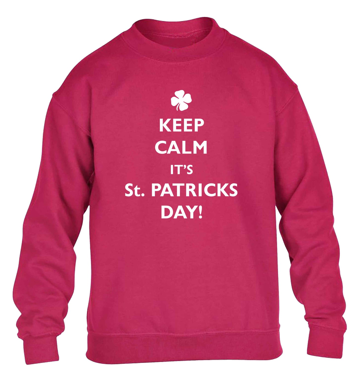 Keep calm it's St.Patricks day children's pink sweater 12-13 Years