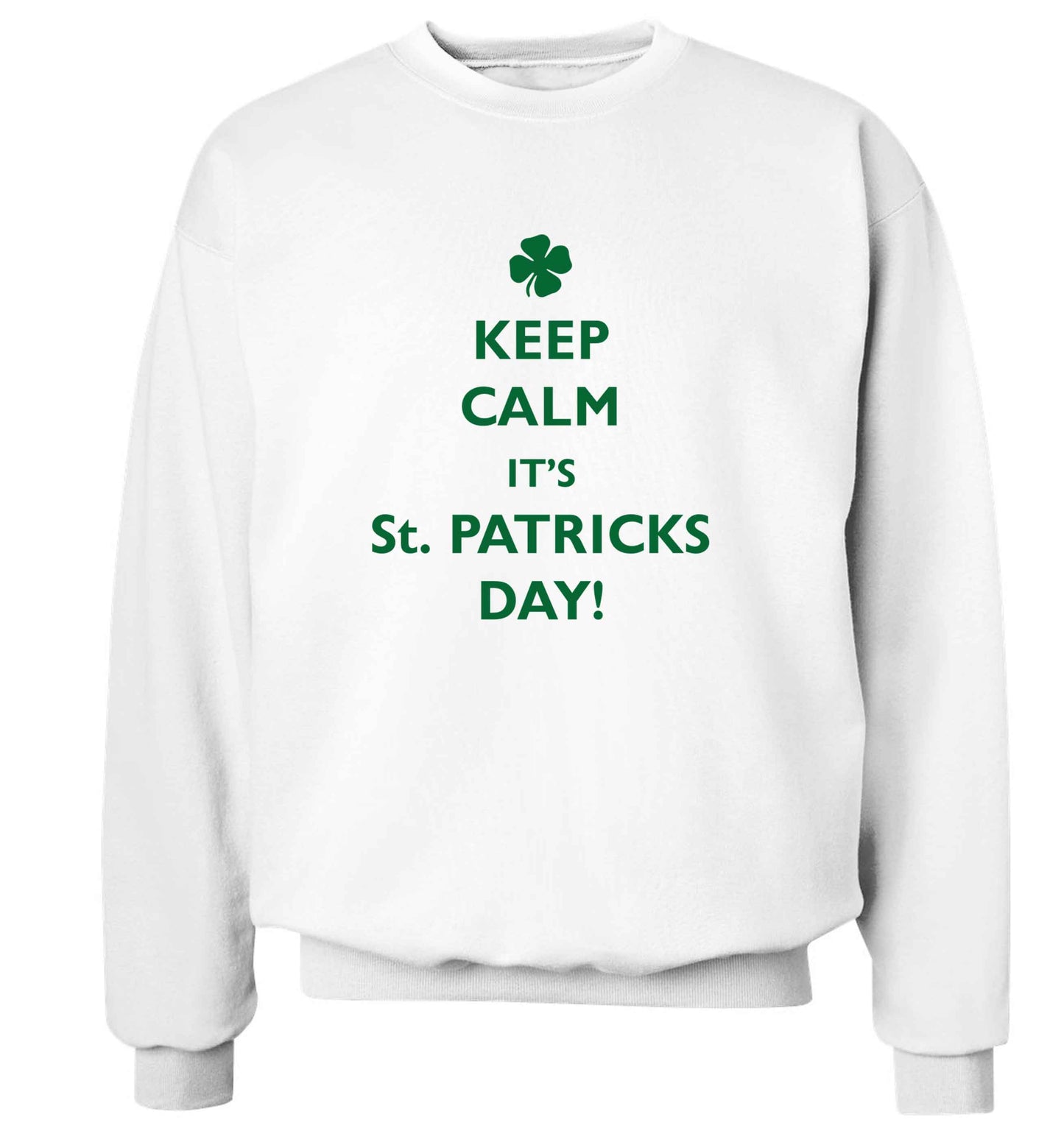 Keep calm it's St.Patricks day adult's unisex white sweater 2XL