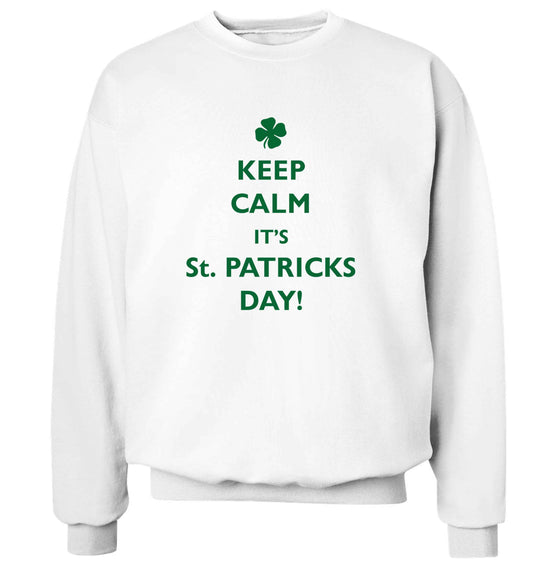 Keep calm it's St.Patricks day adult's unisex white sweater 2XL