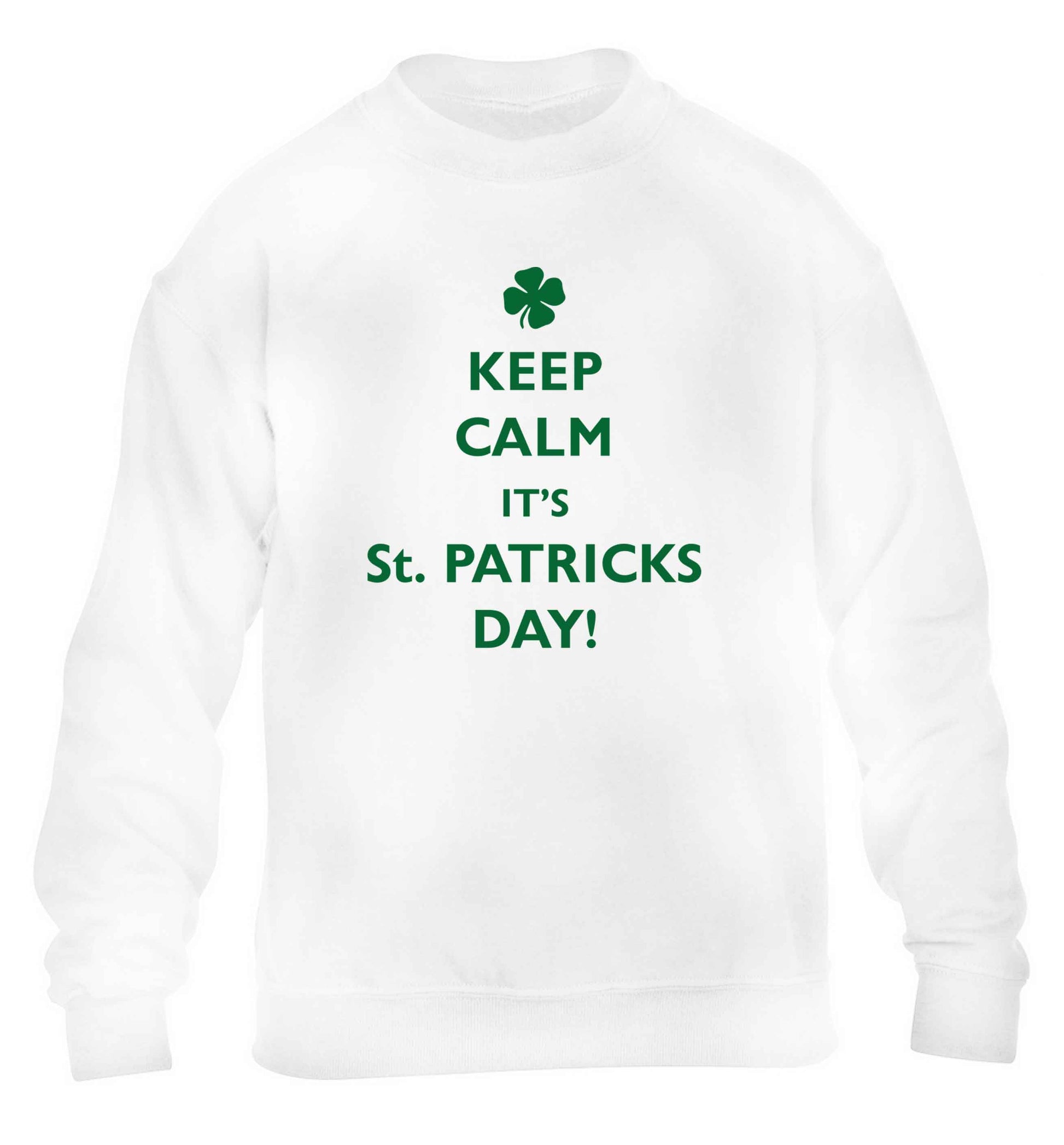 Keep calm it's St.Patricks day children's white sweater 12-13 Years