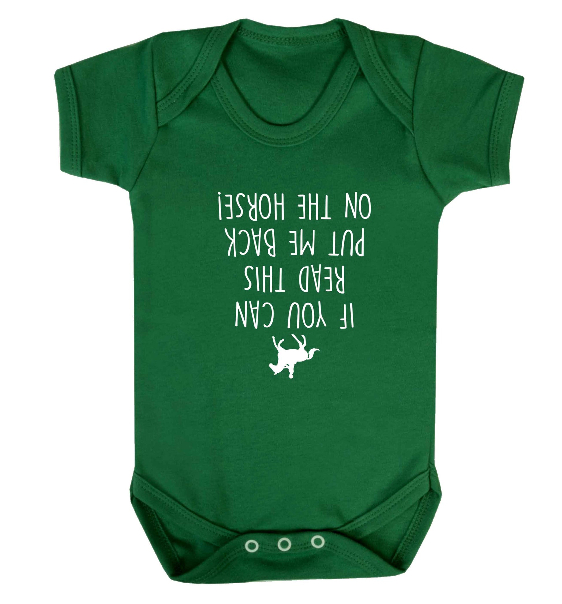 If you can read this put me back on the horse baby vest green 18-24 months
