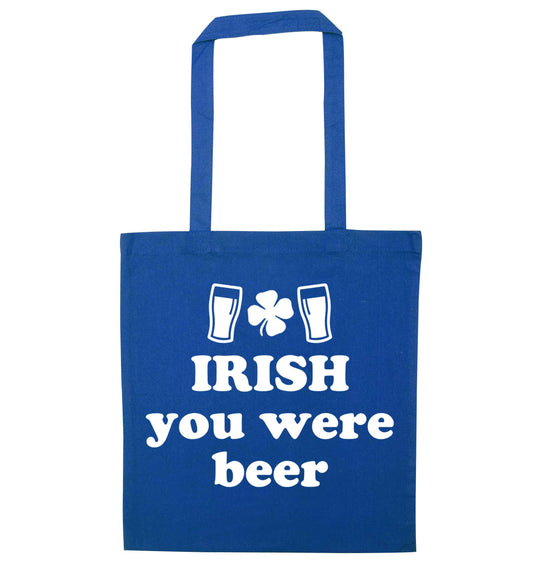Irish you were beer blue tote bag