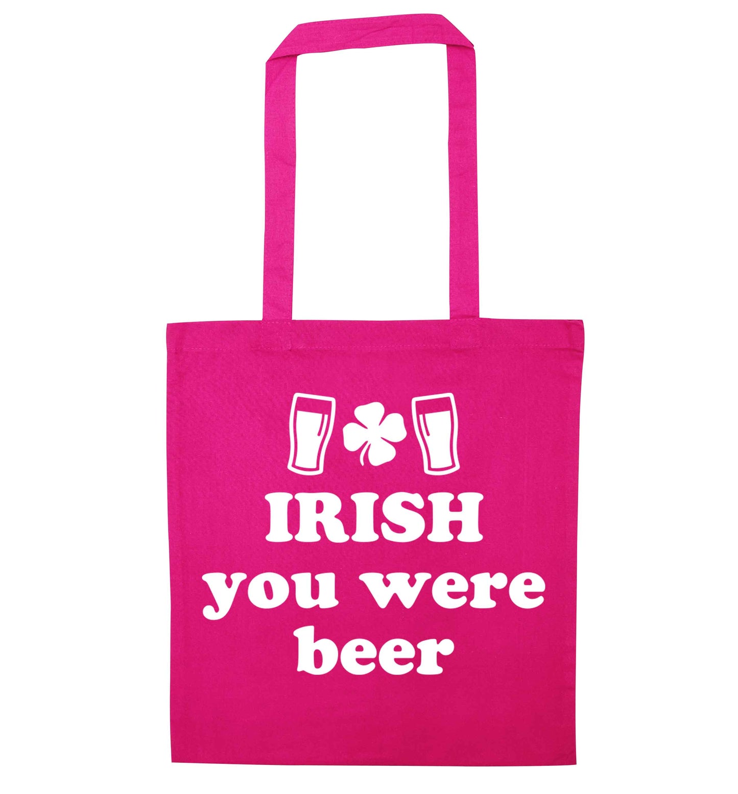 Irish you were beer pink tote bag