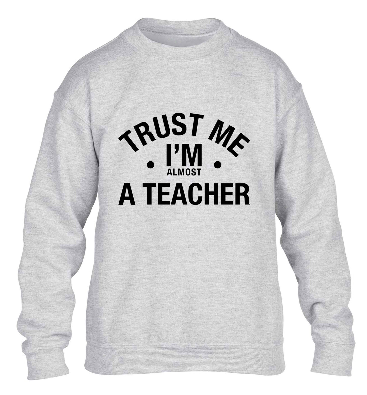 Trust me I'm almost a teacher children's grey sweater 12-13 Years