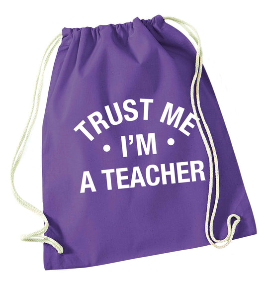 Trust me I'm a teacher purple drawstring bag